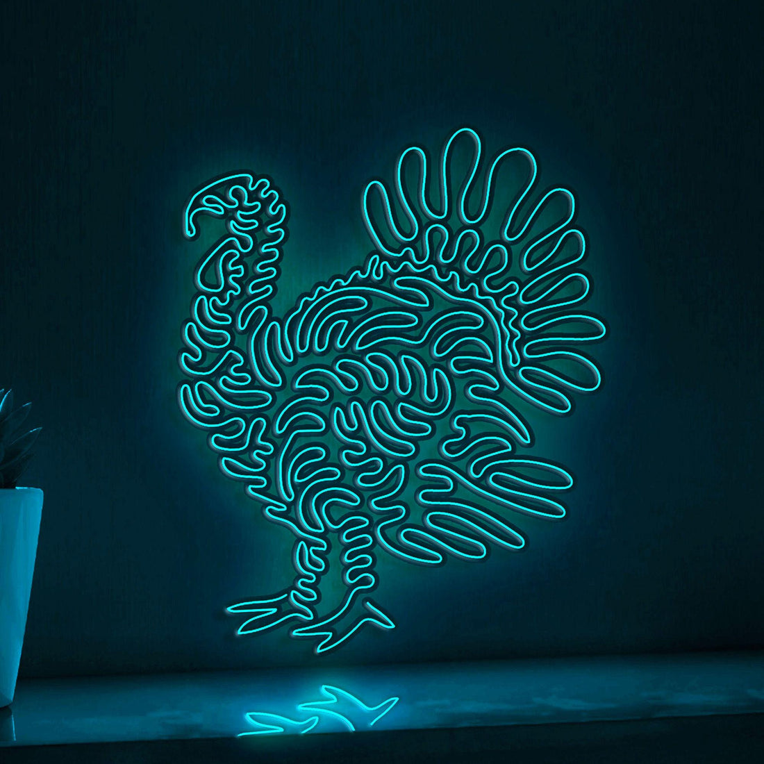 Turkey One Line EL Wire Neon Sign - Fan Tail Bird Decor - myneonup