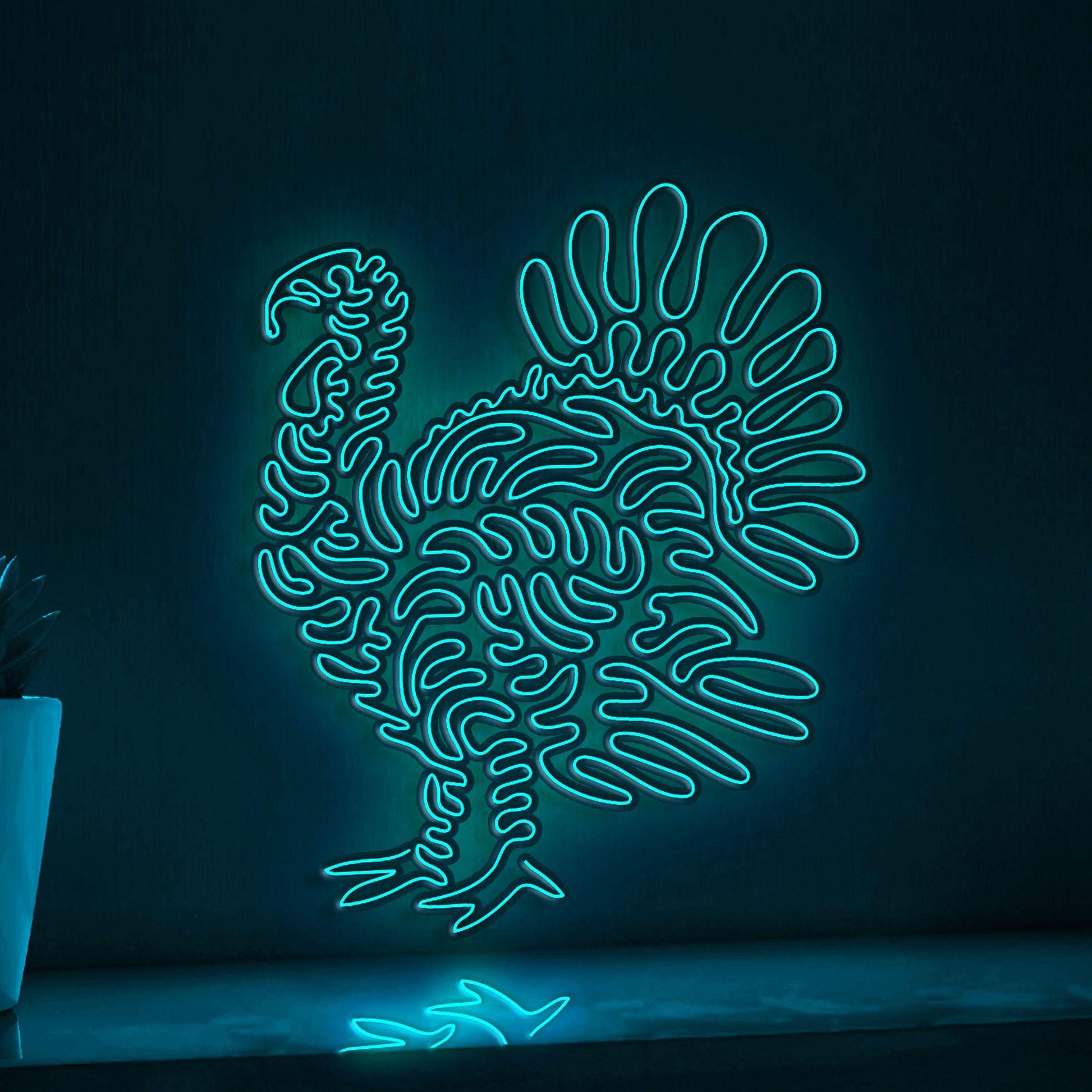 Turkey One Line EL Wire Neon Sign - Fan Tail Bird Decor - myneonup