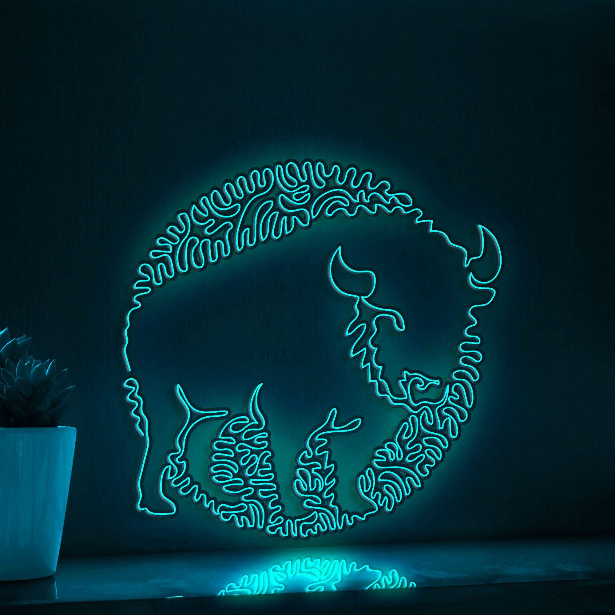 Bison One Line EL Wire Neon Sign - Ideal for Nature Lovers - myneonup
