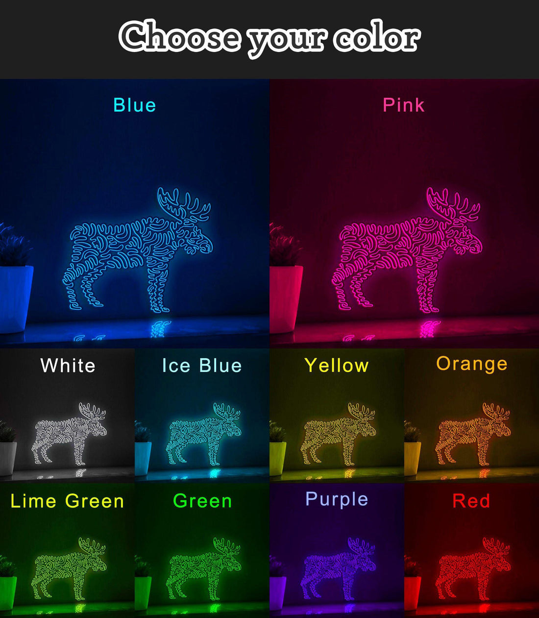 Moose One Line EL Wire Neon Sign - Wild Animal Decor - myneonup
