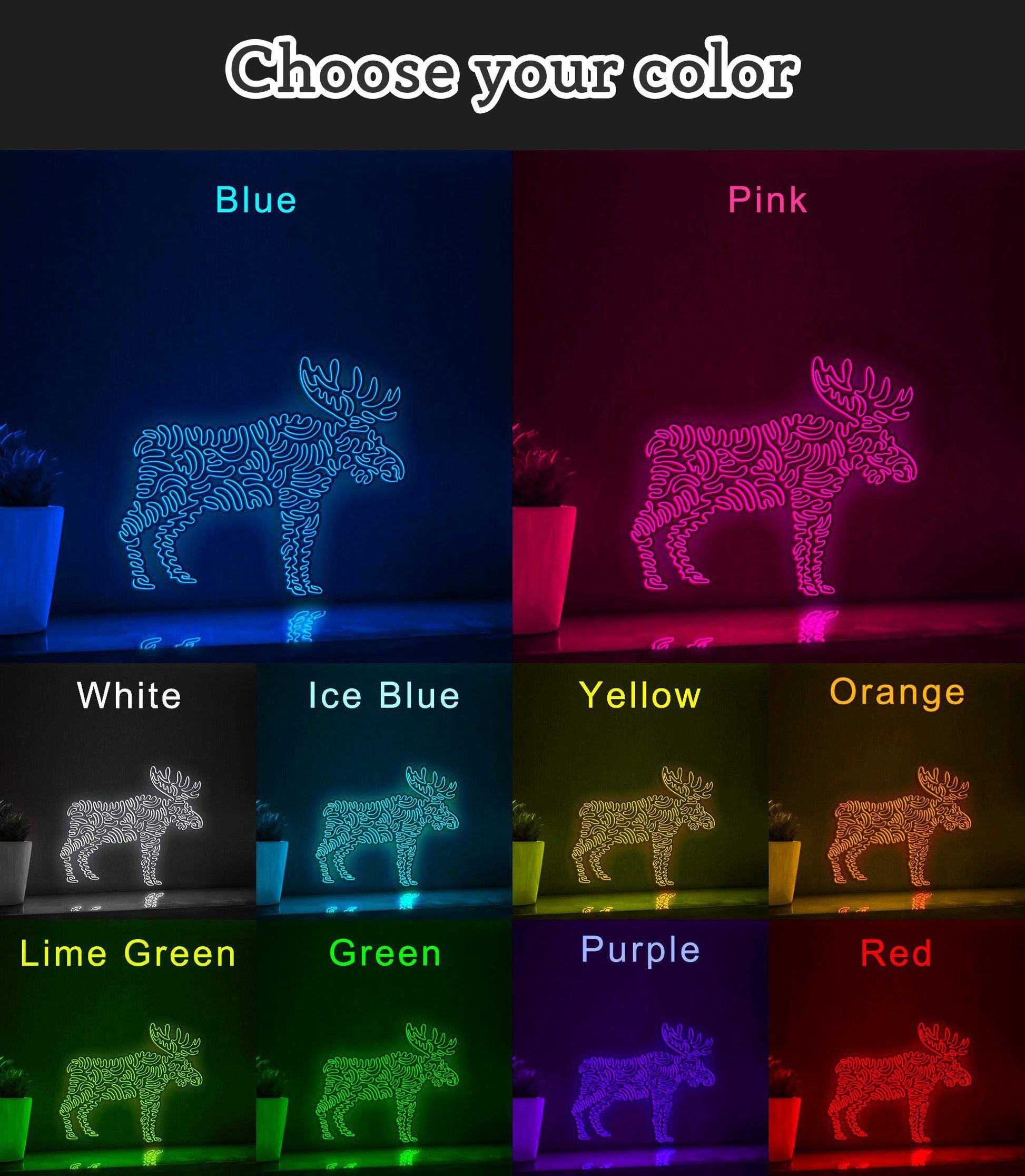 Moose One Line EL Wire Neon Sign - Wild Animal Decor - myneonup