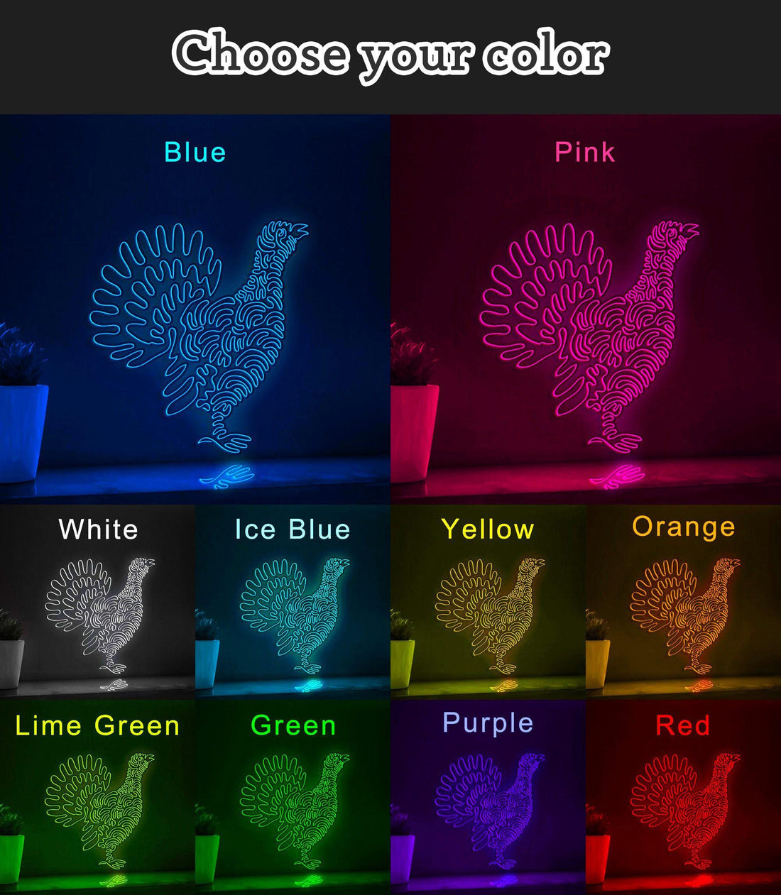 Grouse One Line EL Neon - Bird Wall Art - myneonup
