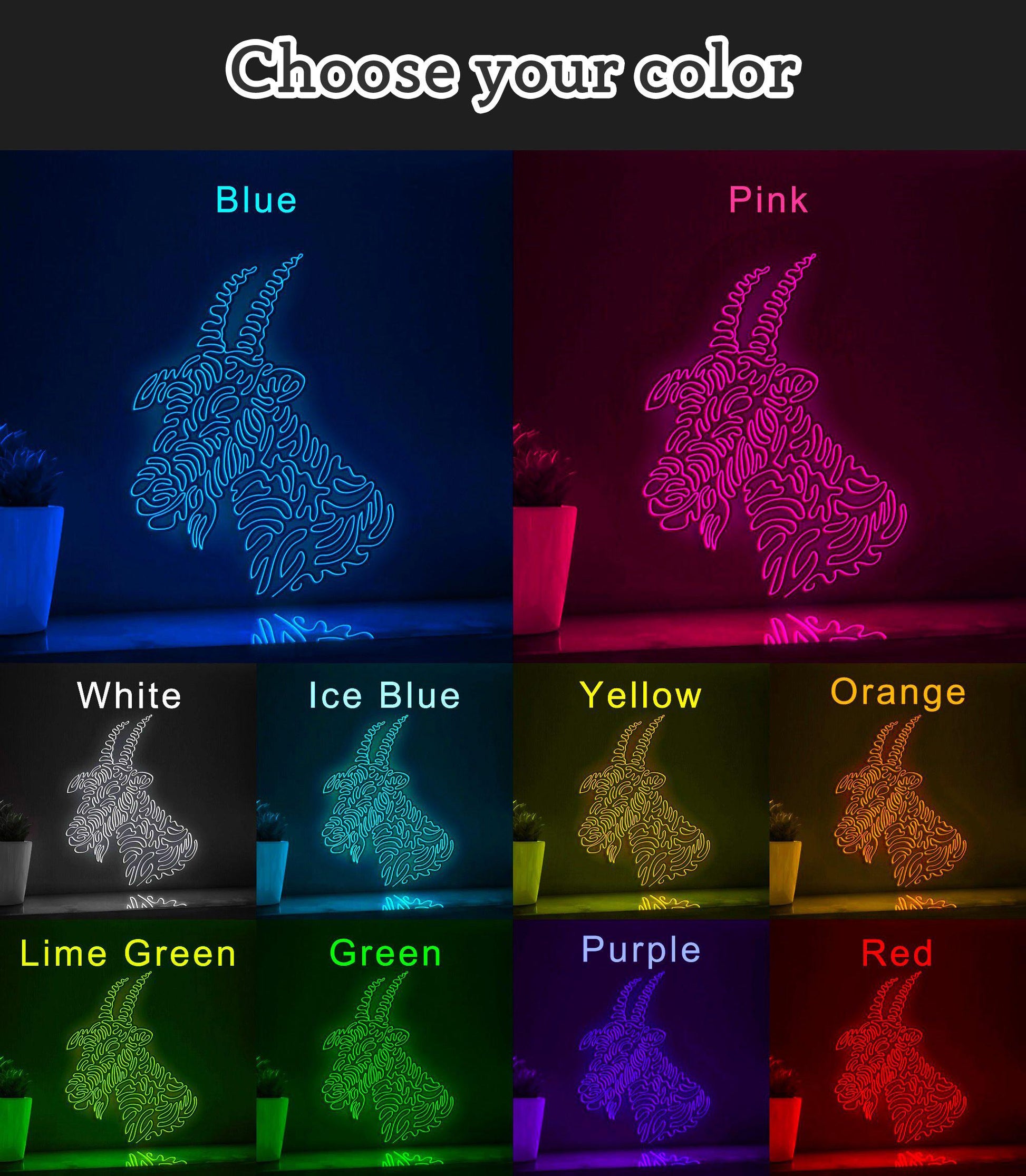 Goat One Line EL Wire Neon Sign - Farm-themed Wall Decor - myneonup