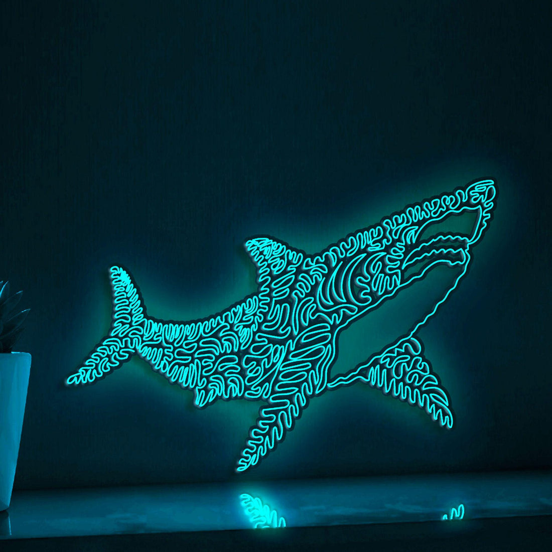 Shark One Line EL Wire Neon Sign - Marine Predator Light Art - myneonup