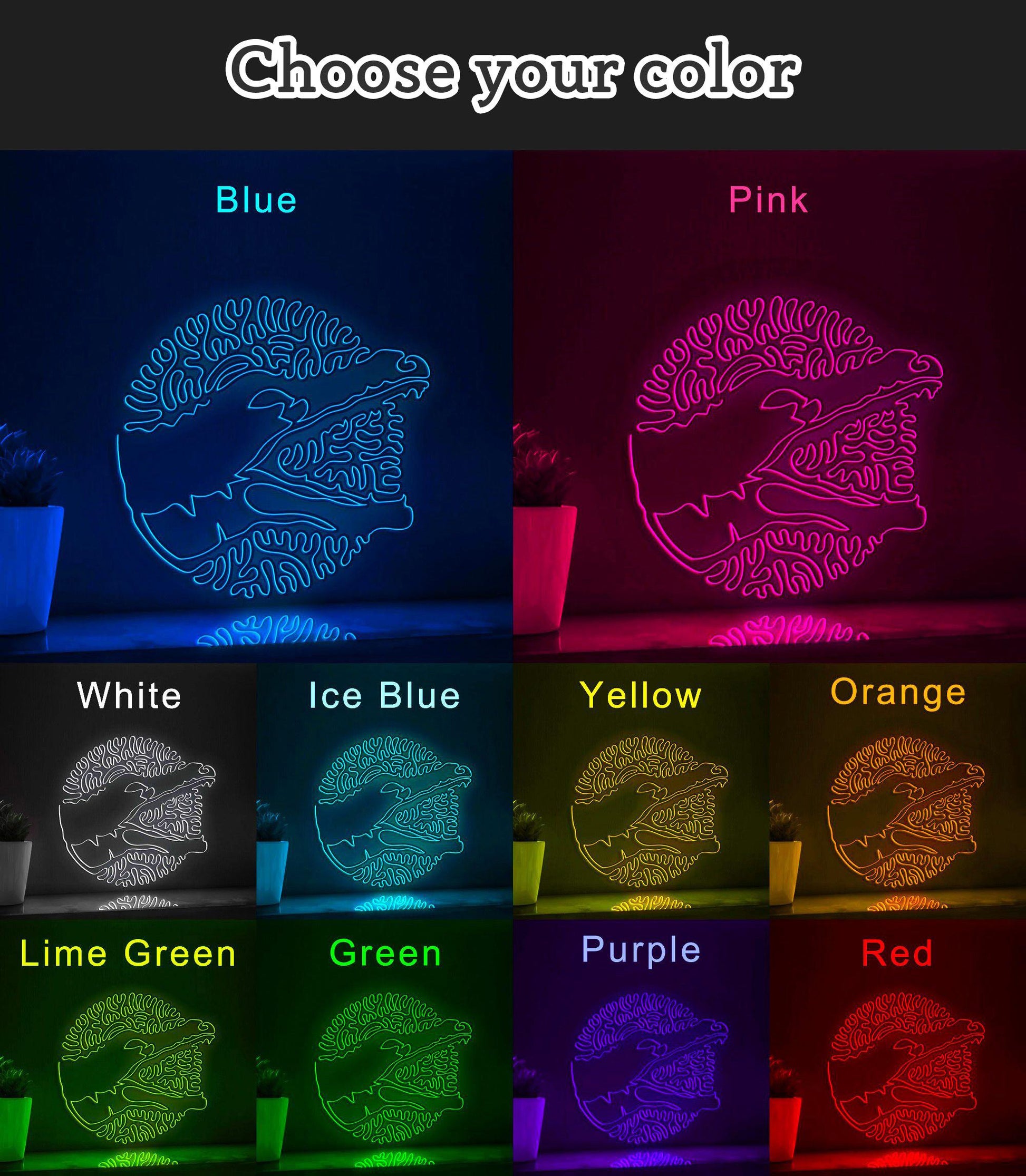 Alligator One Line EL Neon - Animal Themed Lighted Wall Art - myneonup