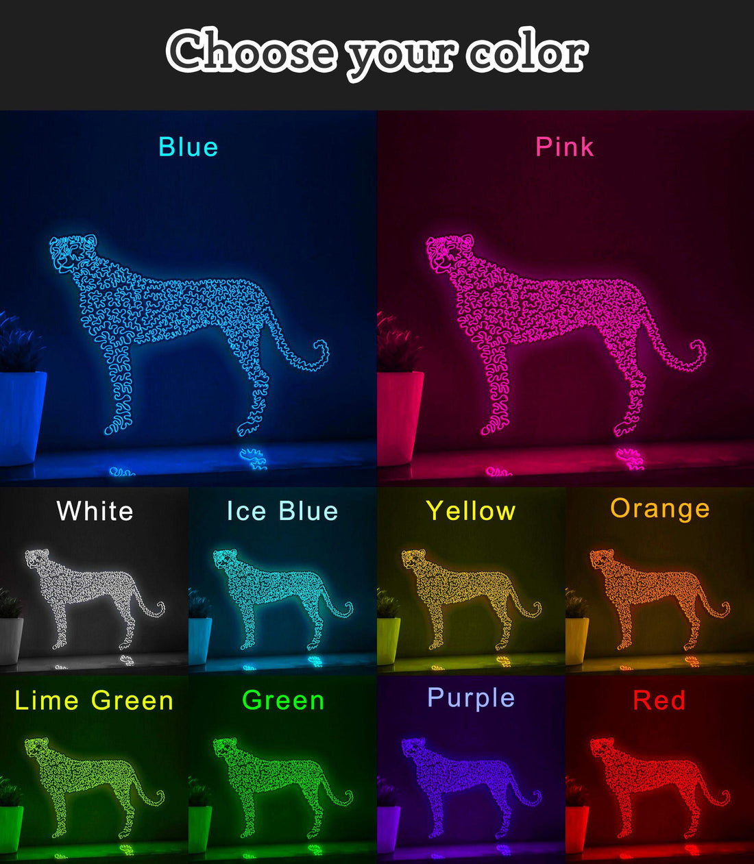 Cheetah One Line EL Wire Neon Sign - Fastest Mammal, Animal Wall Art - myneonup