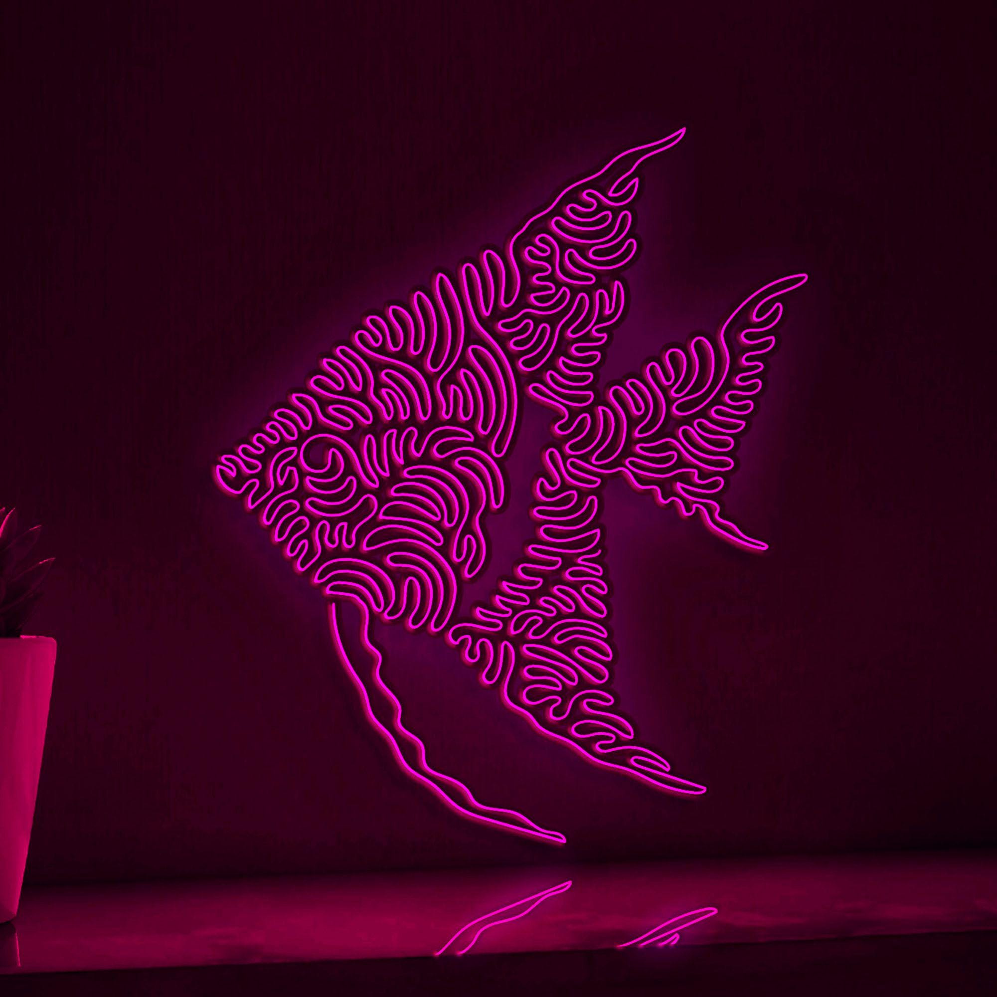 Angelfish One Line Neon - Ideal for Aquarium Lovers' Wall Decor - myneonup