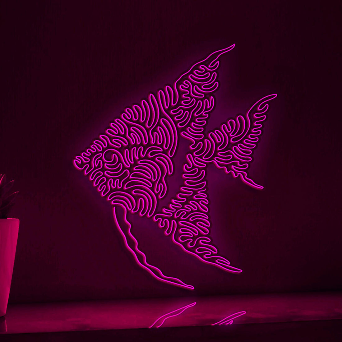 Angelfish One Line Neon - Ideal for Aquarium Lovers' Wall Decor - myneonup