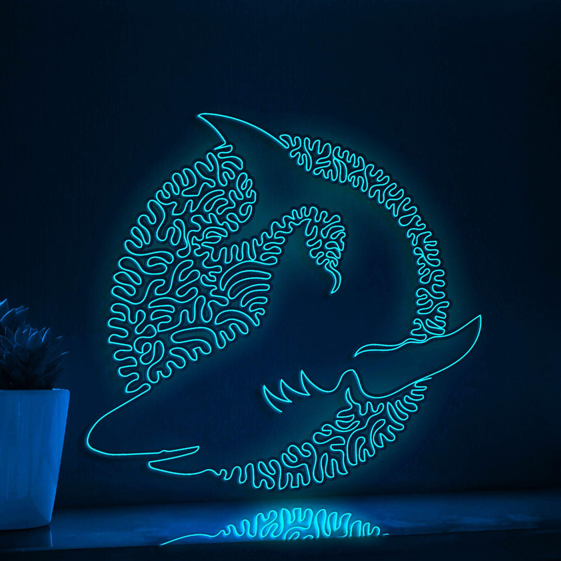 Shark One Line EL Wire Neon Sign - Ocean Themed Wall Decor - myneonup