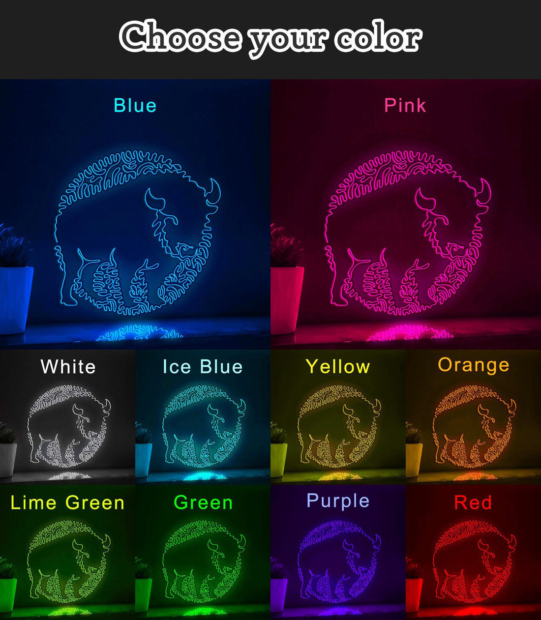 Bison One Line EL Wire Neon Sign - Ideal for Nature Lovers - myneonup