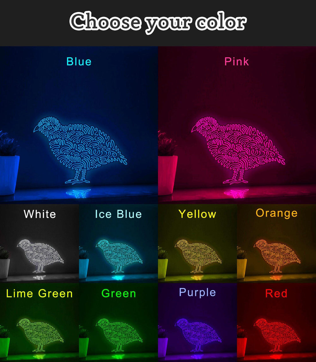 Quail One Line EL Wire Neon Sign - Plain Bird Decor - myneonup