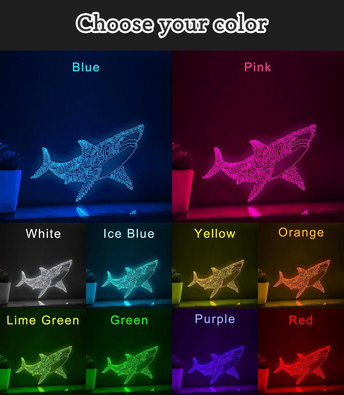Shark One Line EL Wire Neon Sign - Marine Predator Light Art - myneonup