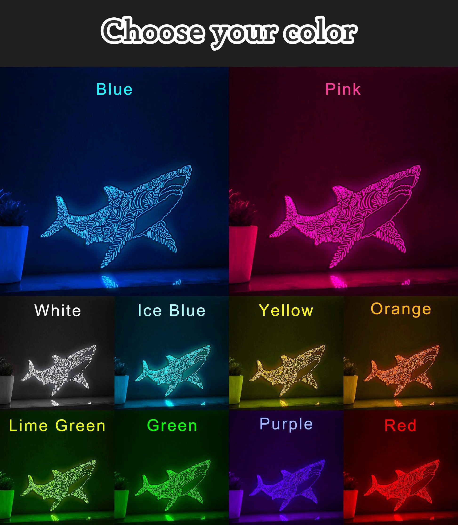Shark One Line EL Wire Neon Sign - Marine Predator Light Art - myneonup