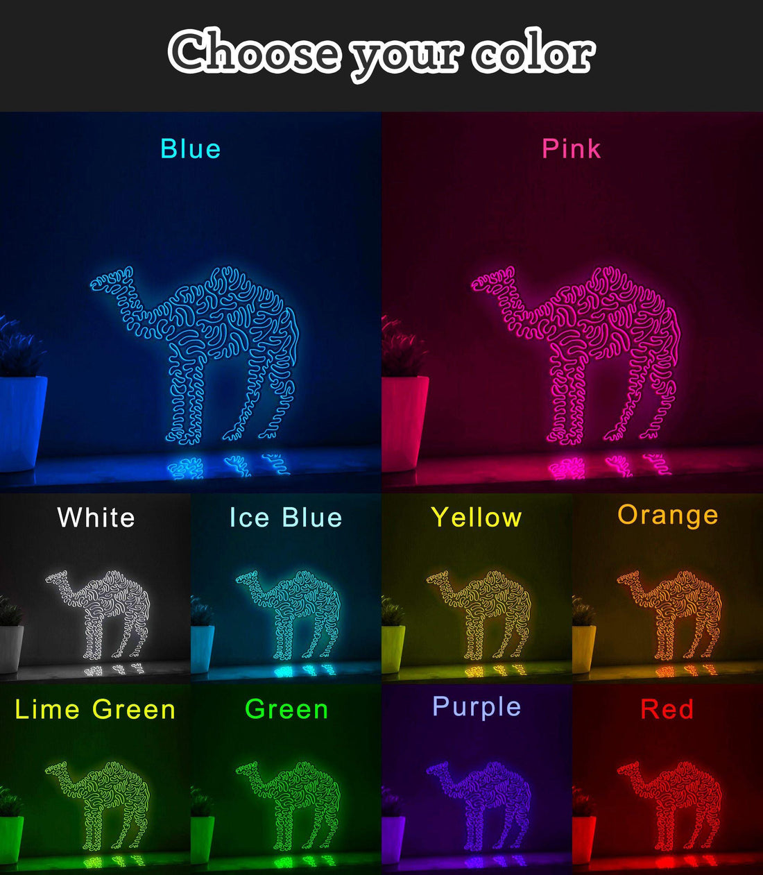 Camel One Line EL Wire Neon Sign - Desert Animal Wall Art - myneonup