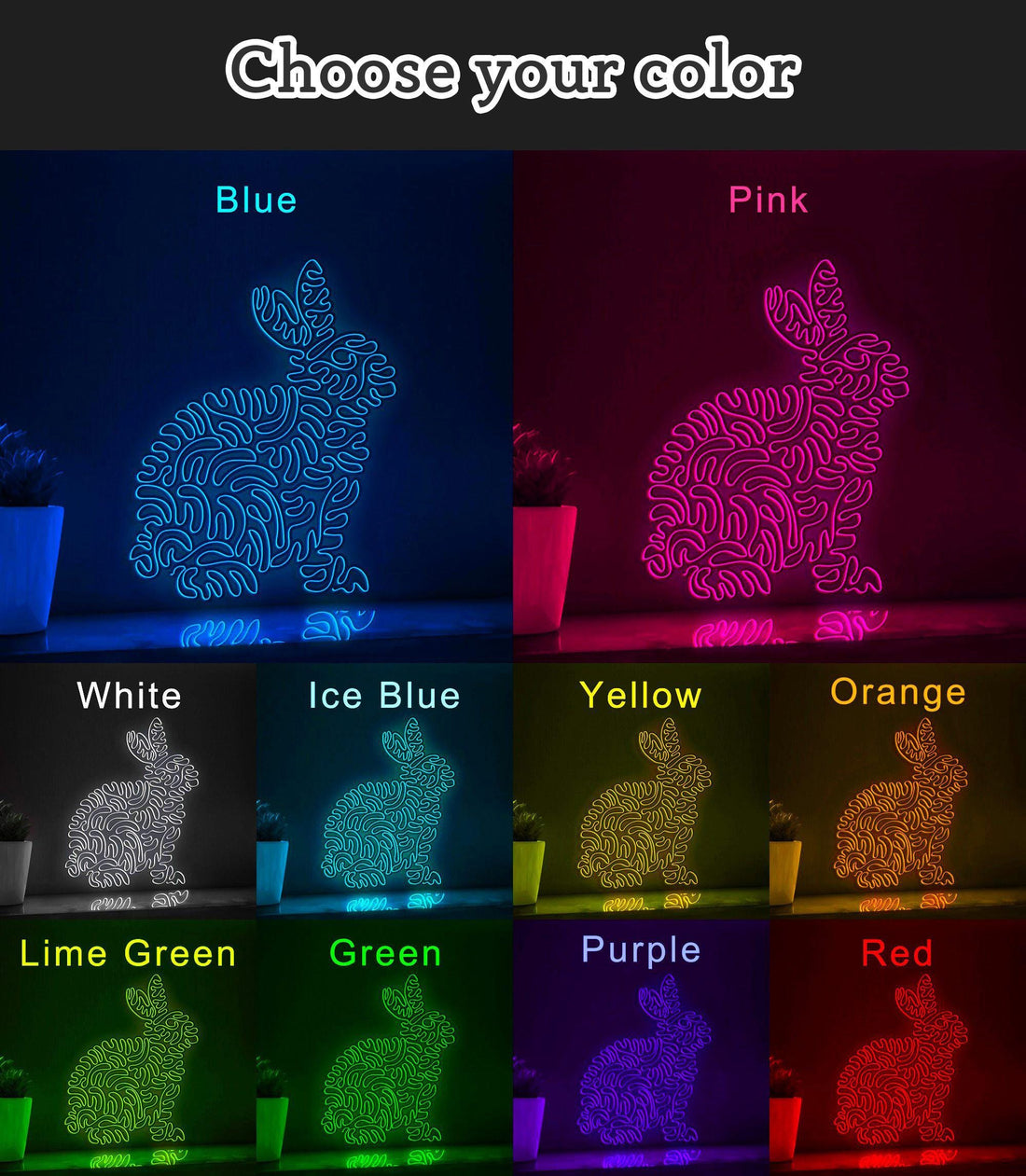Rabbit One Line EL Wire Neon Sign - Agile Mammal Wall Decor - myneonup