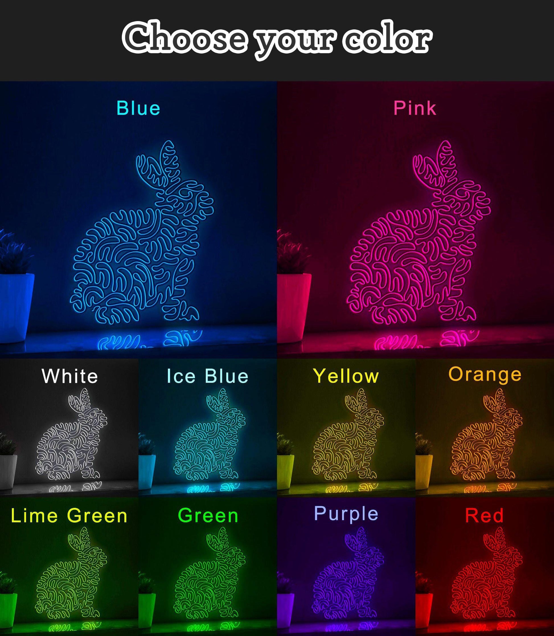 Rabbit One Line EL Wire Neon Sign - Agile Mammal Wall Decor - myneonup