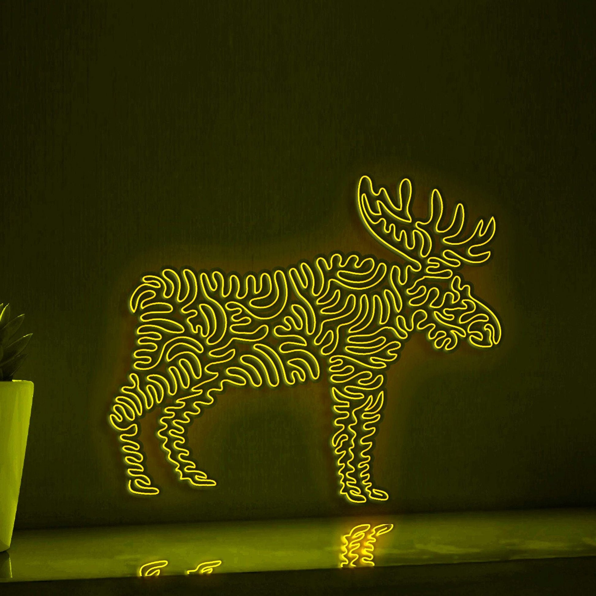 Moose One Line EL Wire Neon Sign - Wild Animal Decor - myneonup