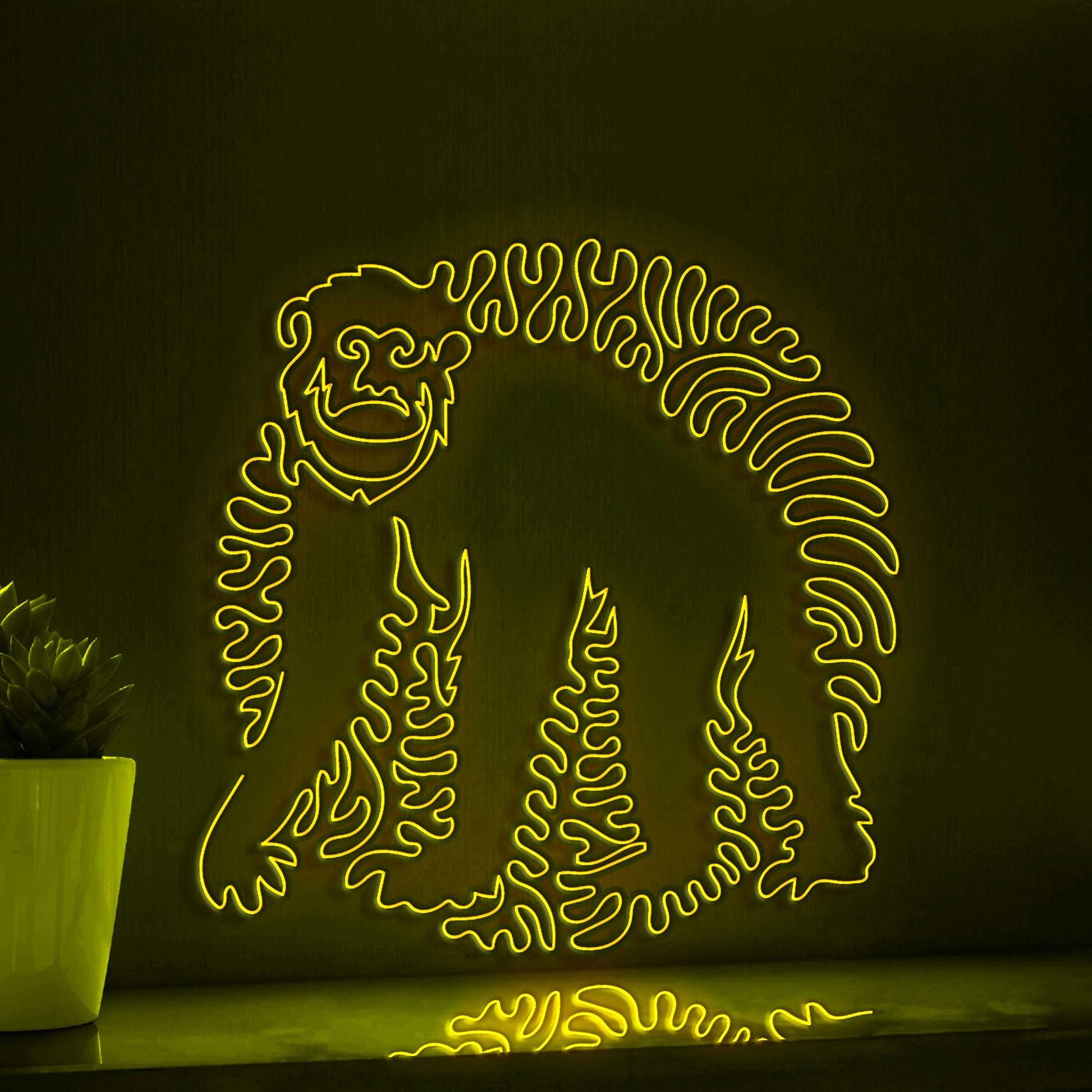 Chimp One Line EL Wire Neon Sign - Great Ape Wall Art - myneonup