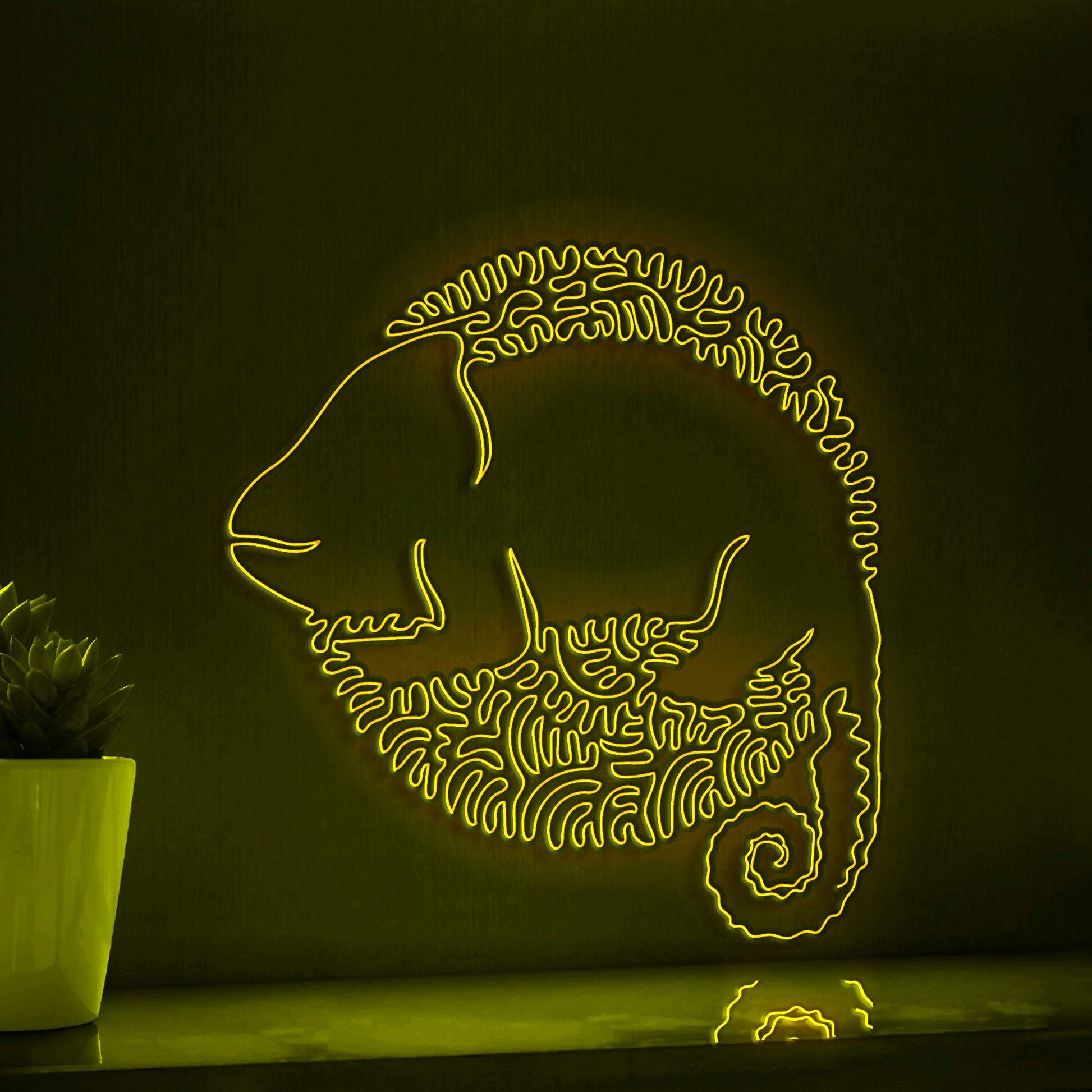 Chameleon One Line EL Wire Neon Sign - Camouflage Lizard Decor - myneonup