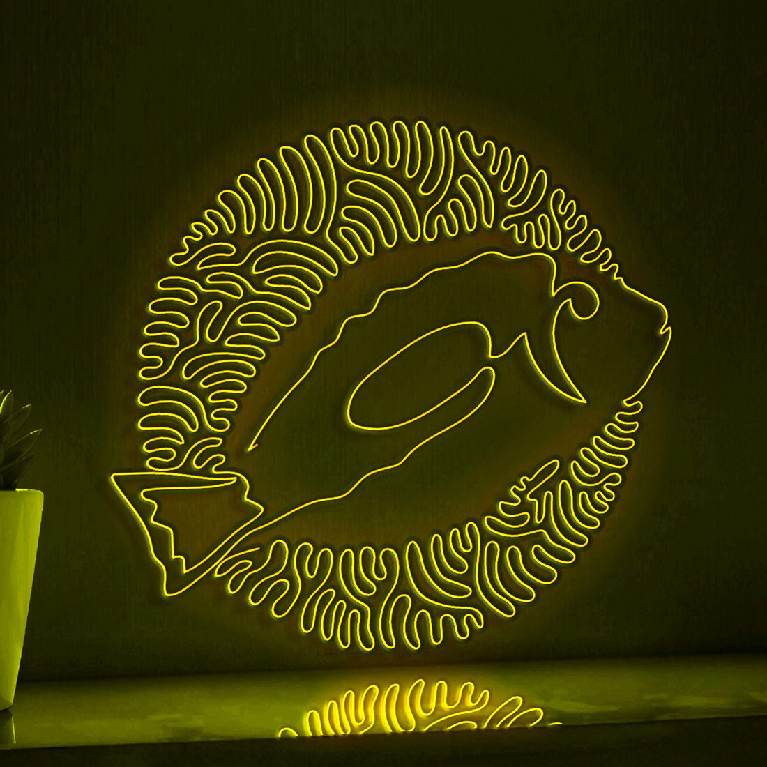 Blue Tang One Line EL Neon - Coral Reef Fish Decor - myneonup