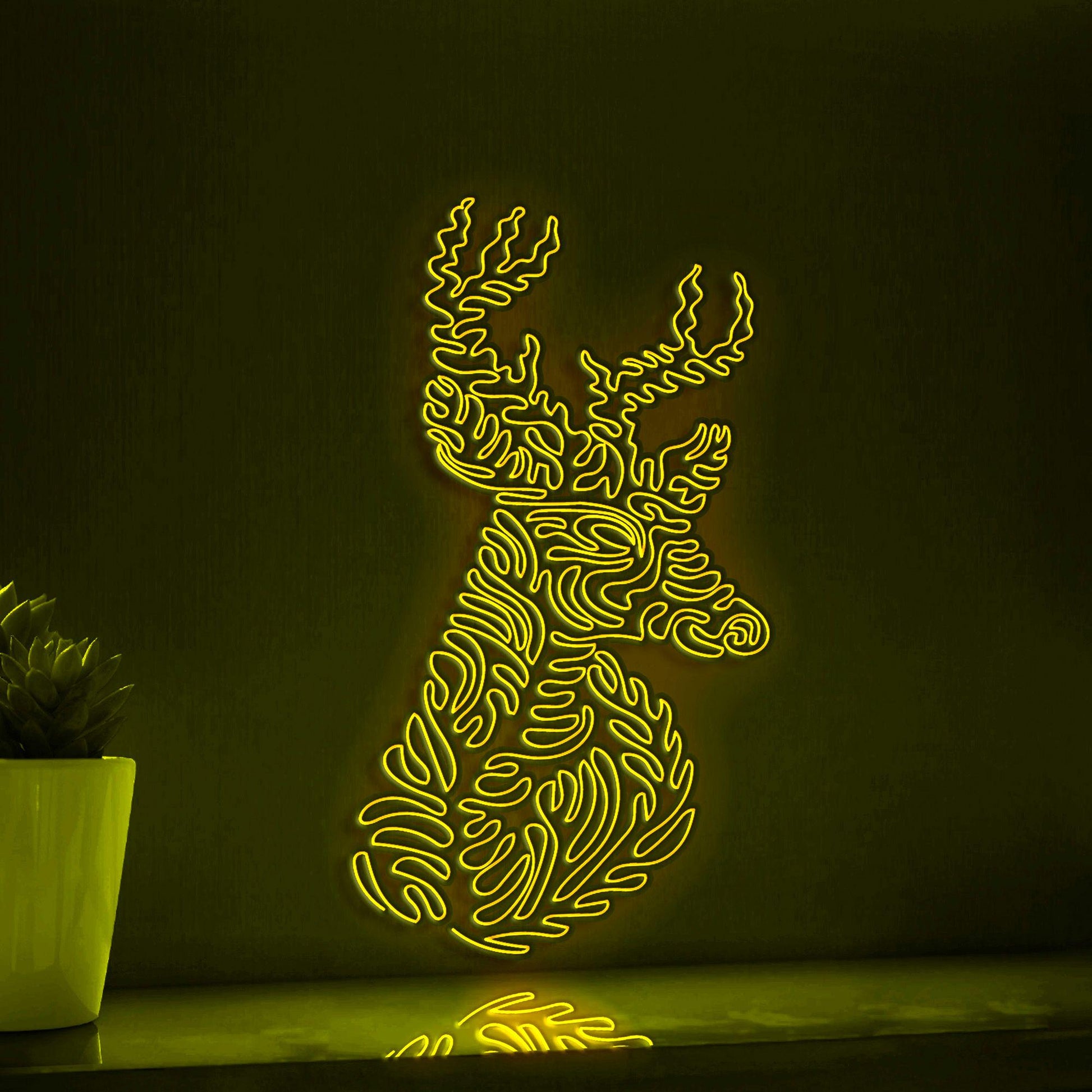 Deer One Line EL Wire Neon Sign - Red Deer Wall Art - myneonup