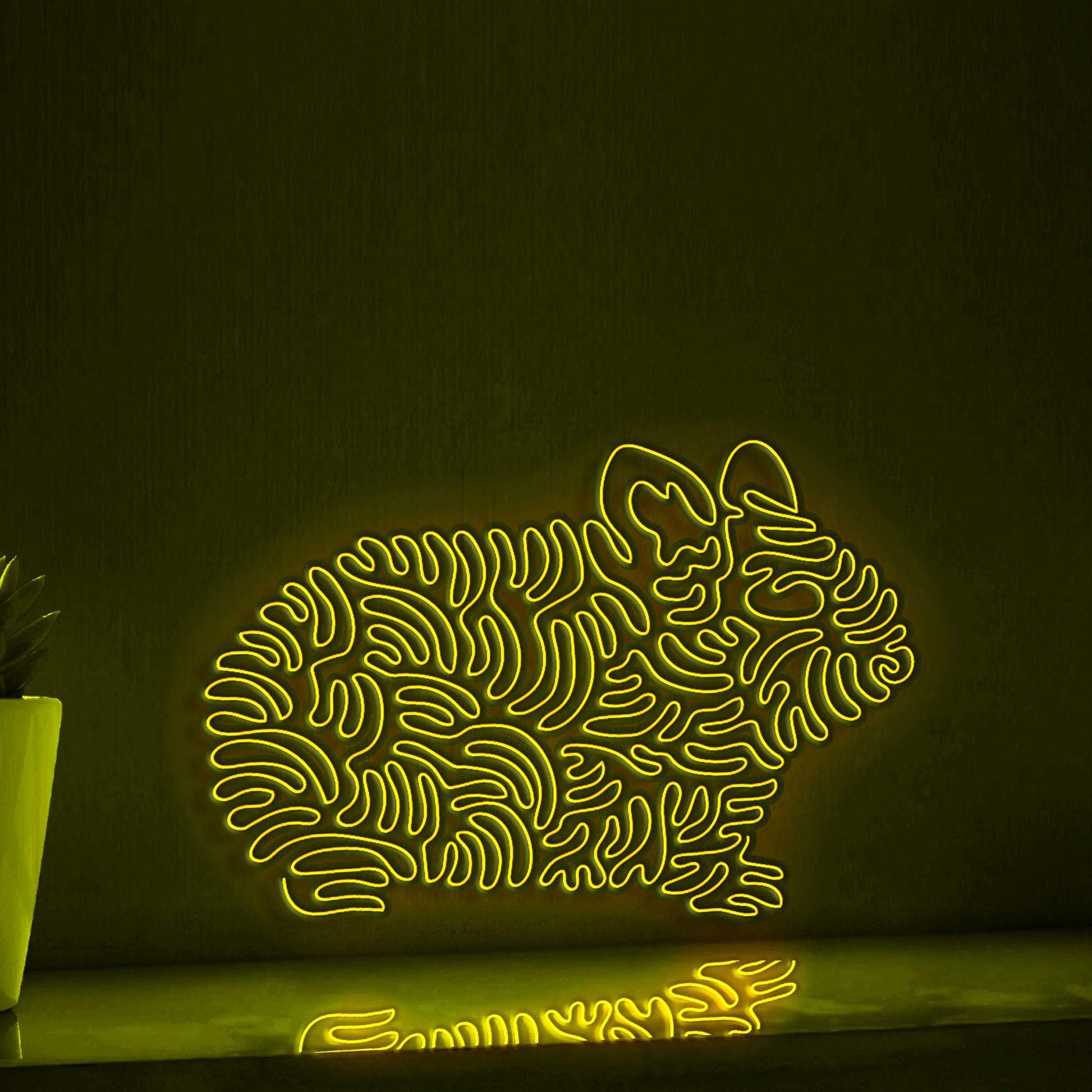Hamster One Line EL Neon - Fluffy Pet Circle Art - myneonup