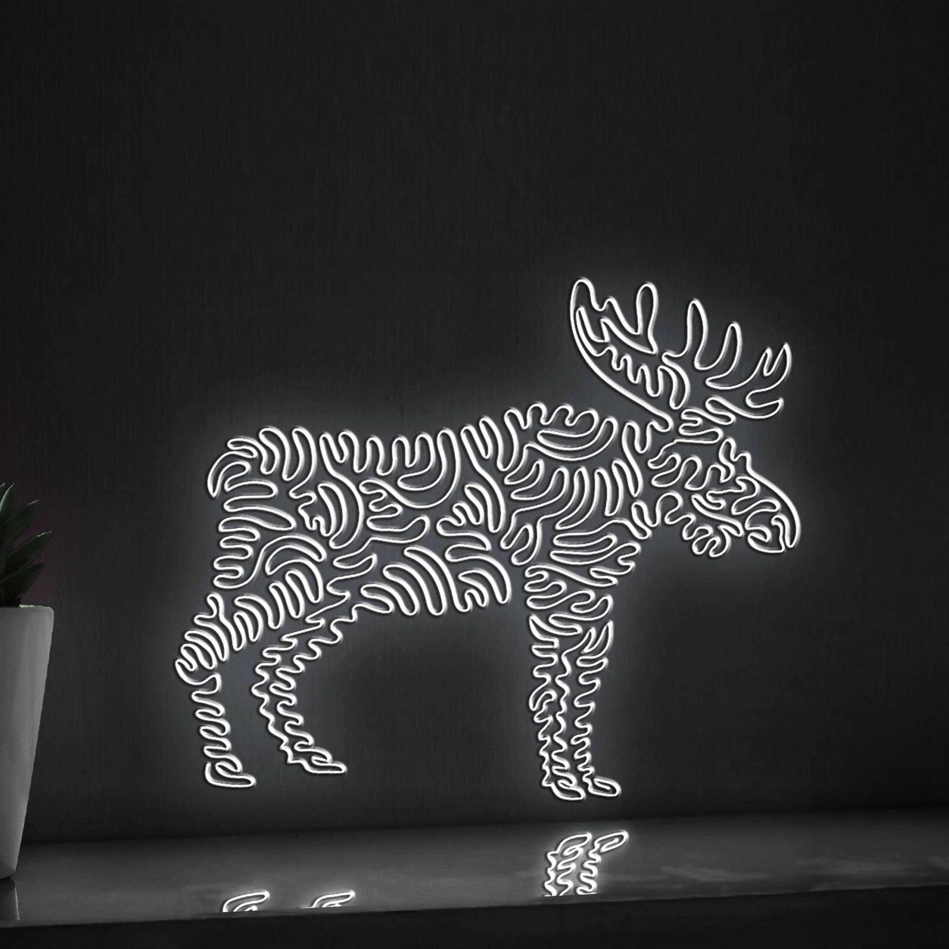 Moose One Line EL Wire Neon Sign - Wild Animal Decor - myneonup