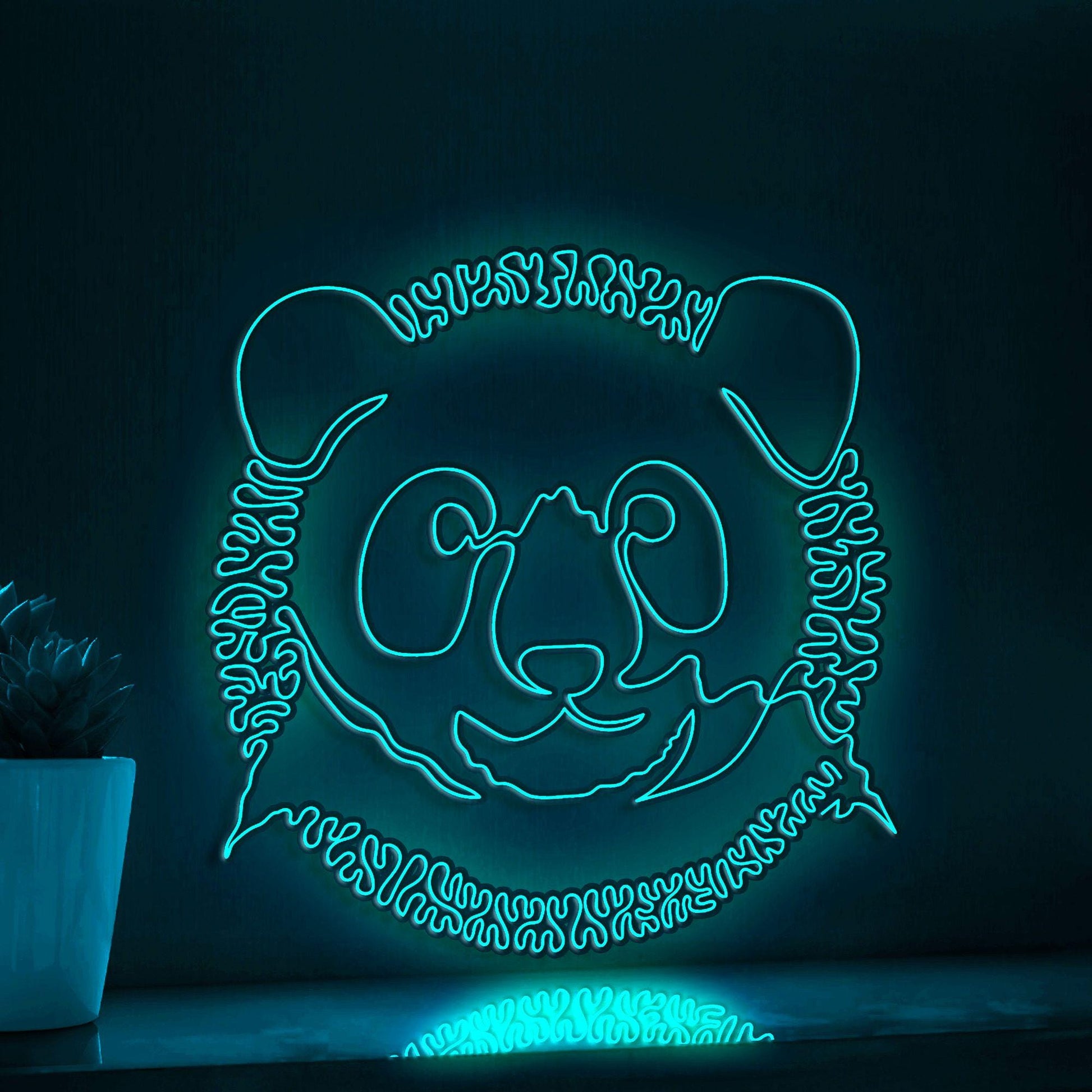 Panda One Line EL Wire Neon Sign - Shy Bamboo Lover Animal Decoe - myneonup