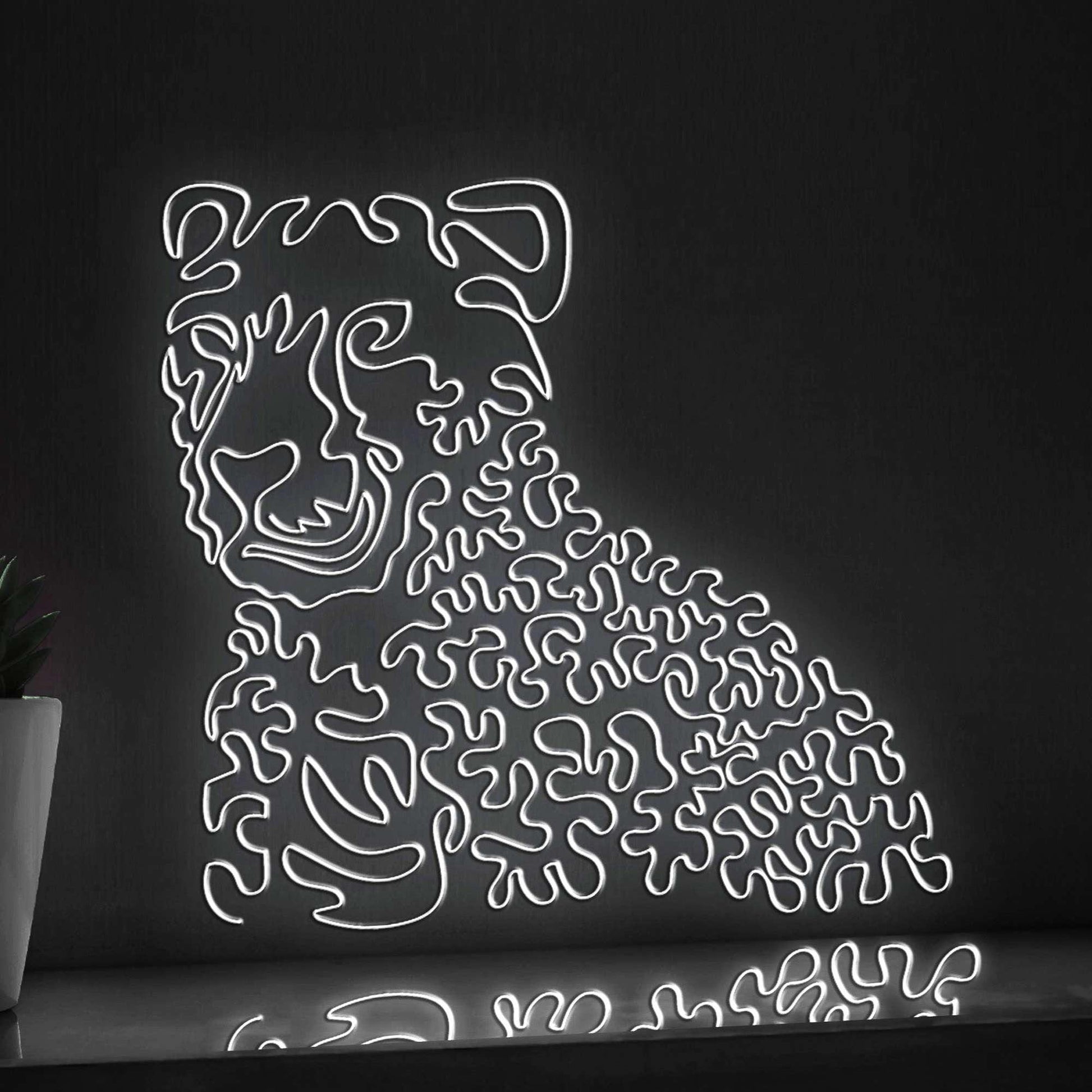 Cheetah One Line EL Neon - Eyeing Prey Wall Art - myneonup