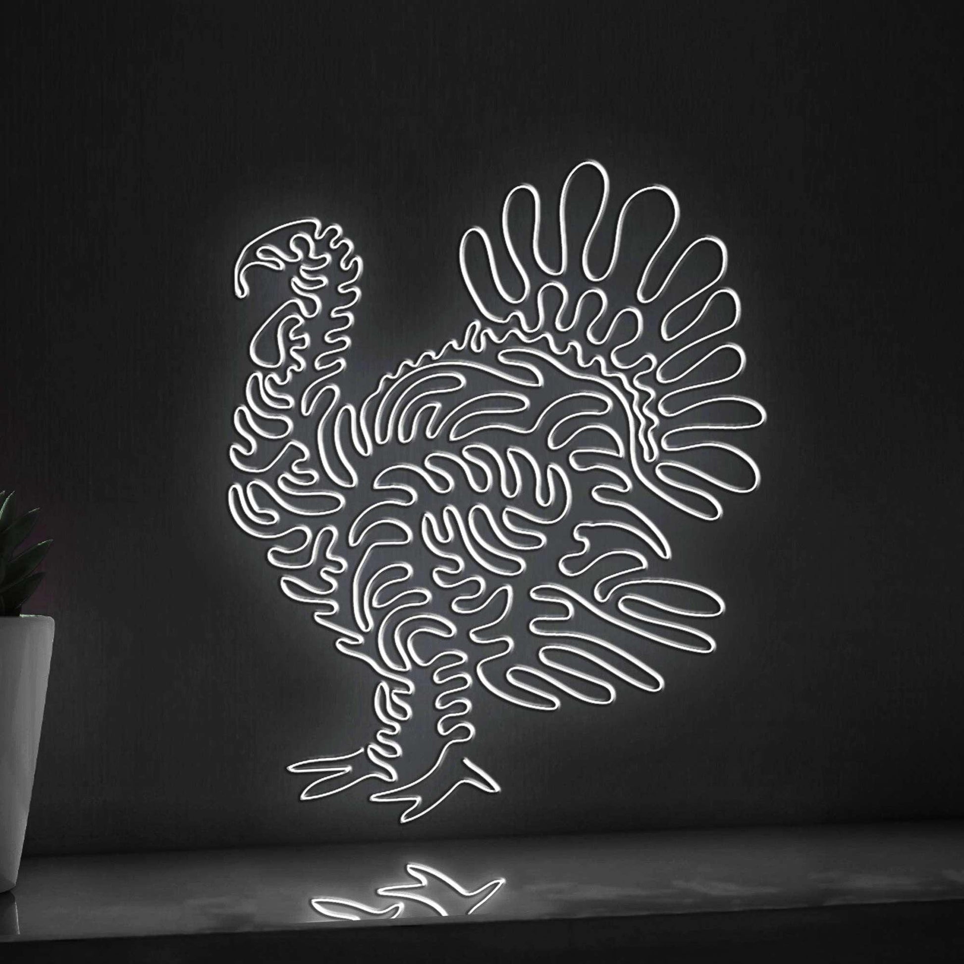 Turkey One Line EL Wire Neon Sign - Fan Tail Bird Decor - myneonup
