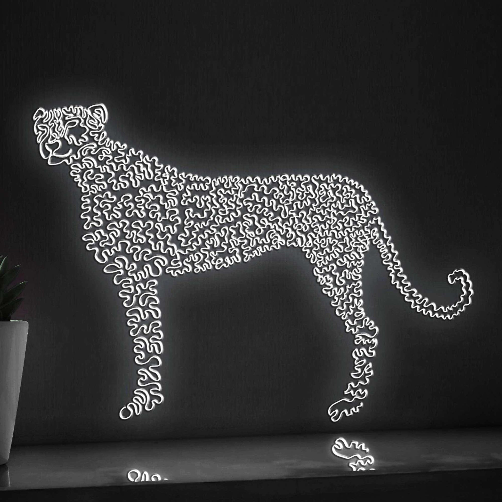 Cheetah One Line EL Wire Neon Sign - Fastest Mammal, Animal Wall Art - myneonup