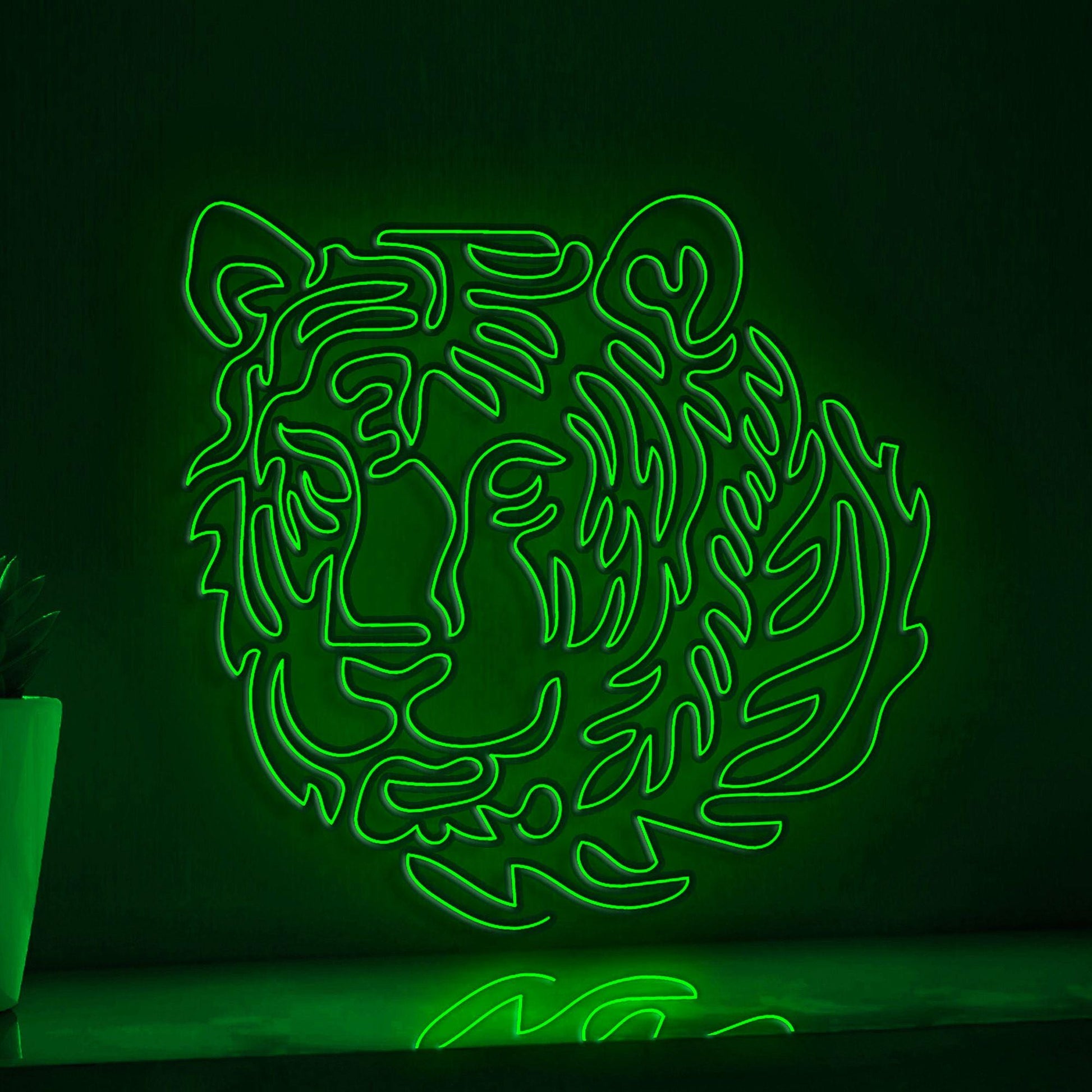 Tiger One Line Neon - Feline Predator Wall Art - myneonup