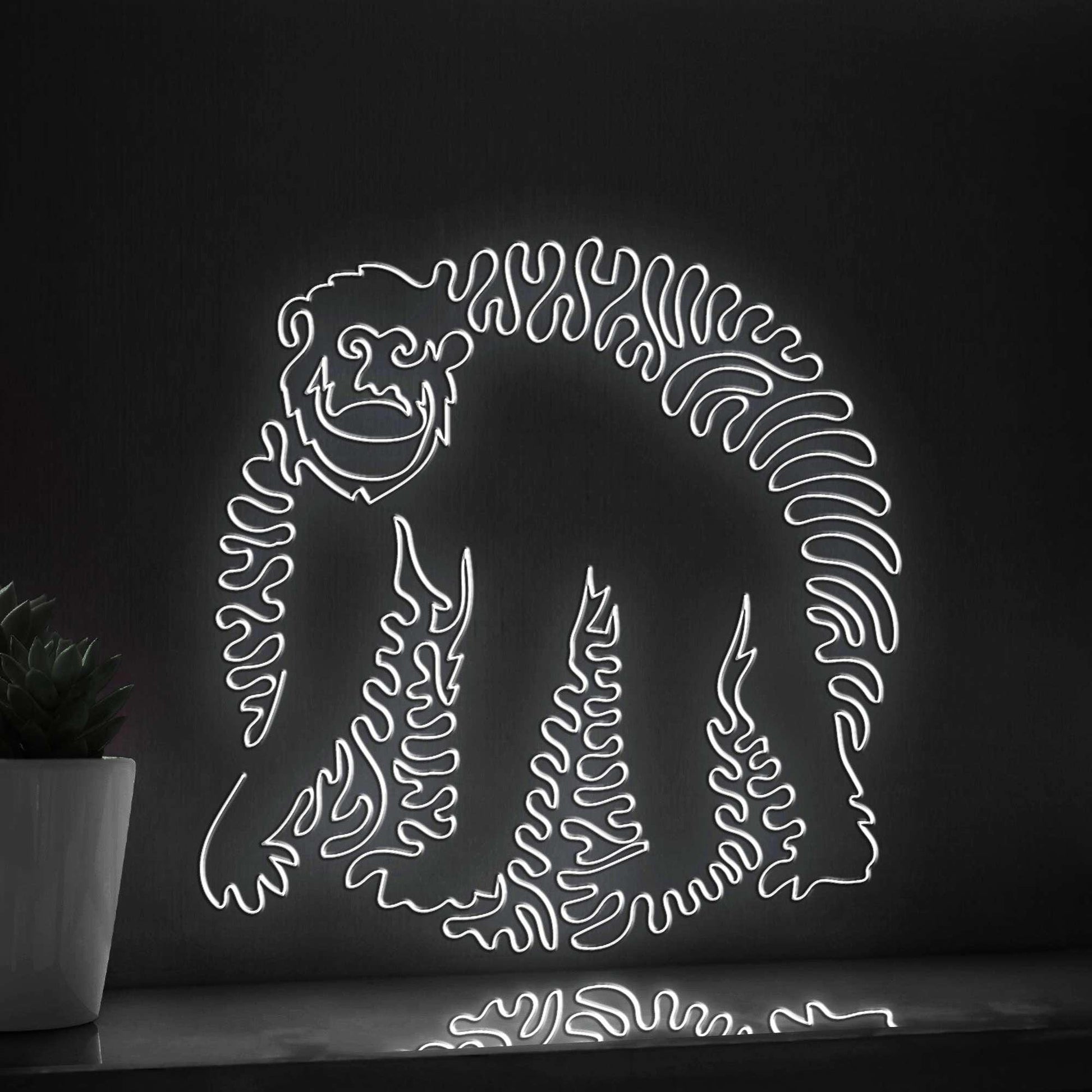 Chimp One Line EL Wire Neon Sign - Great Ape Wall Art - myneonup