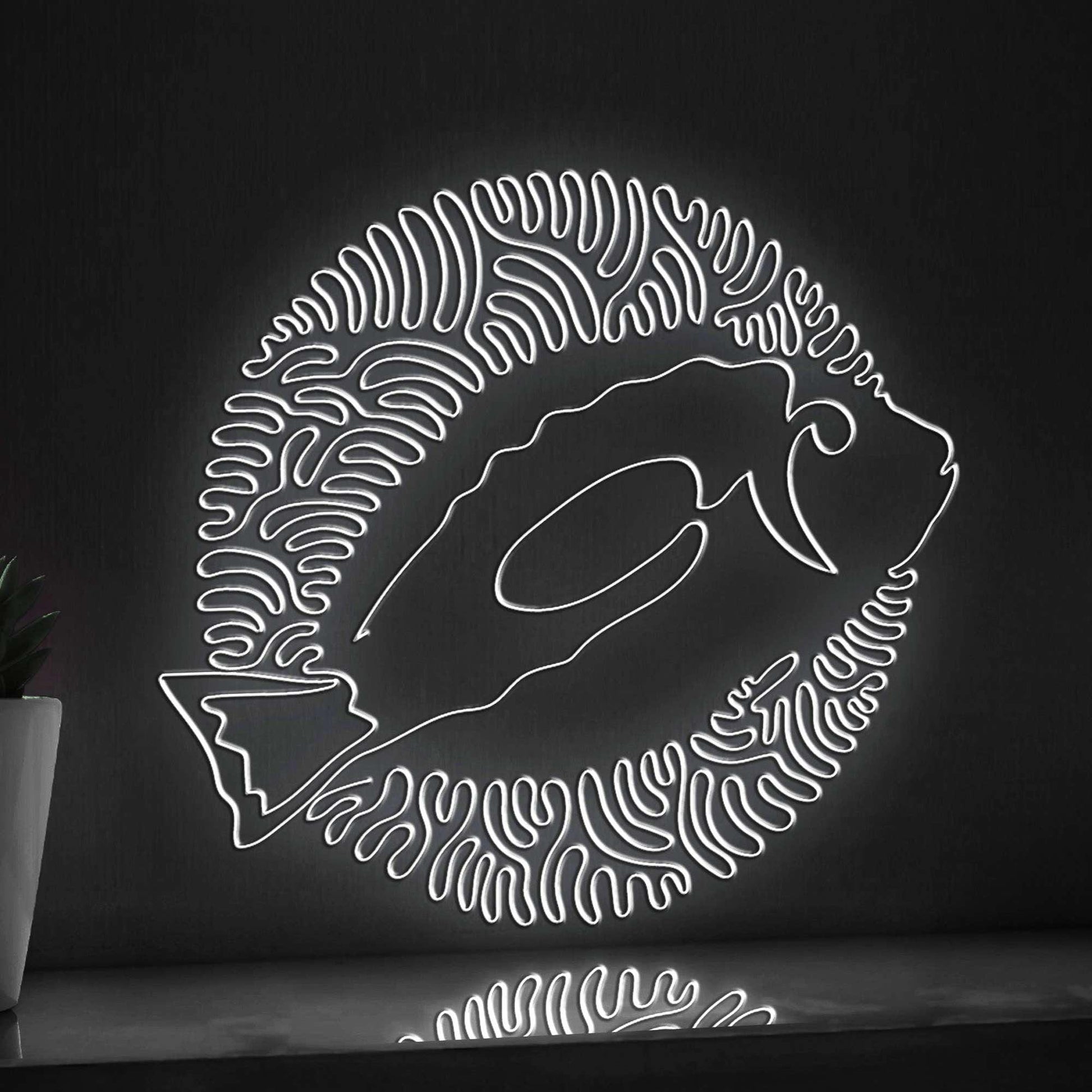 Blue Tang One Line EL Neon - Coral Reef Fish Decor - myneonup