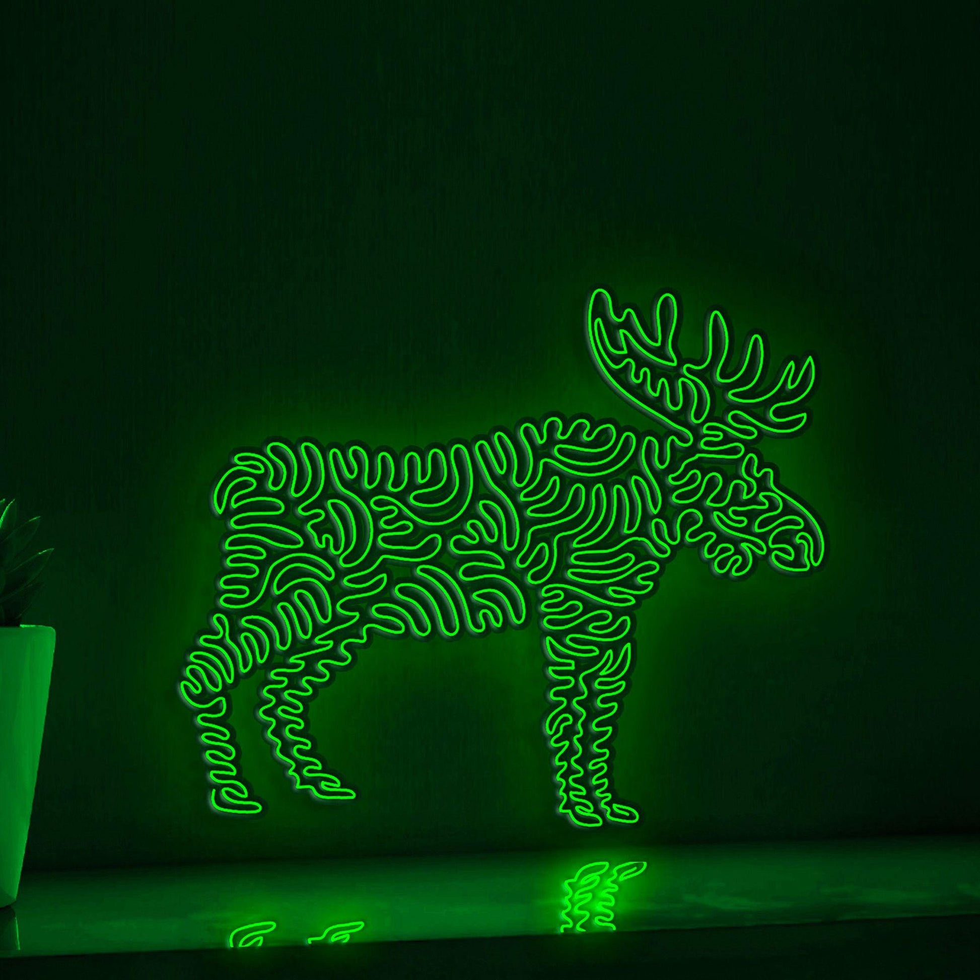 Moose One Line EL Wire Neon Sign - Wild Animal Decor - myneonup