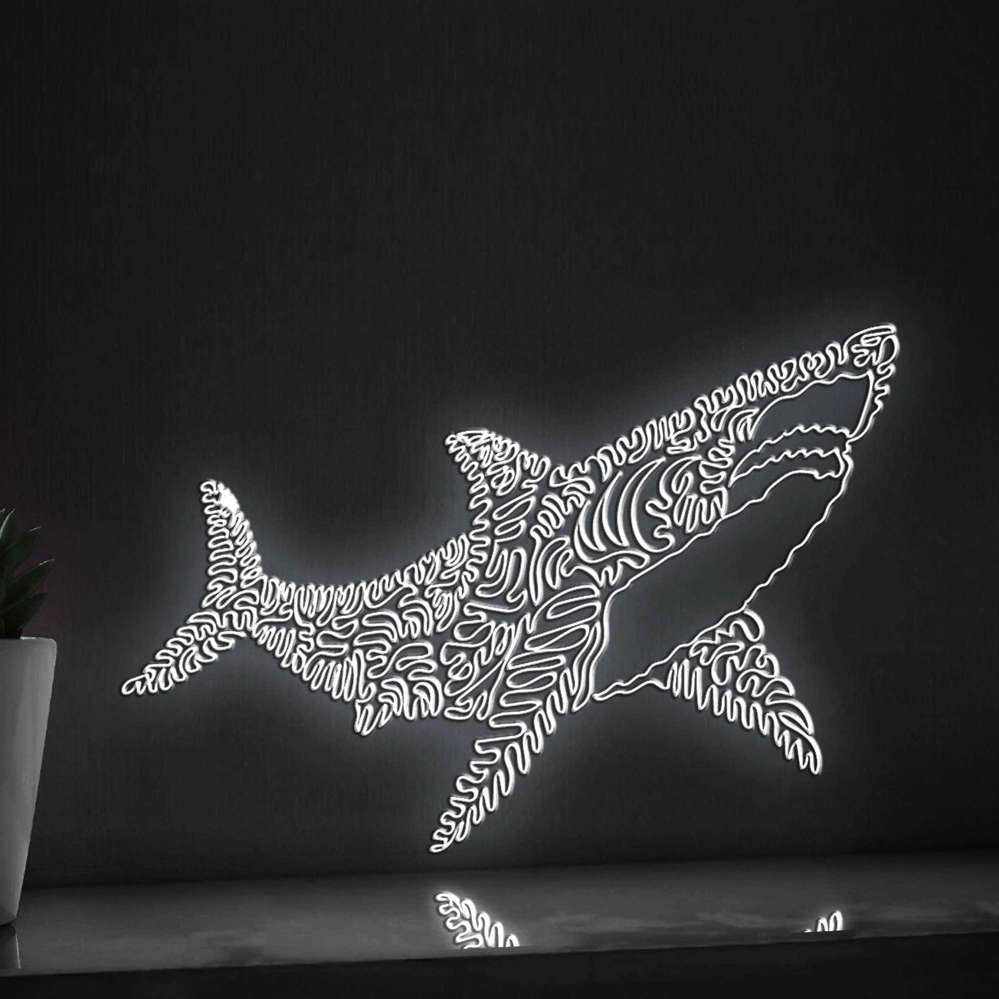 Shark One Line EL Wire Neon Sign - Marine Predator Light Art - myneonup
