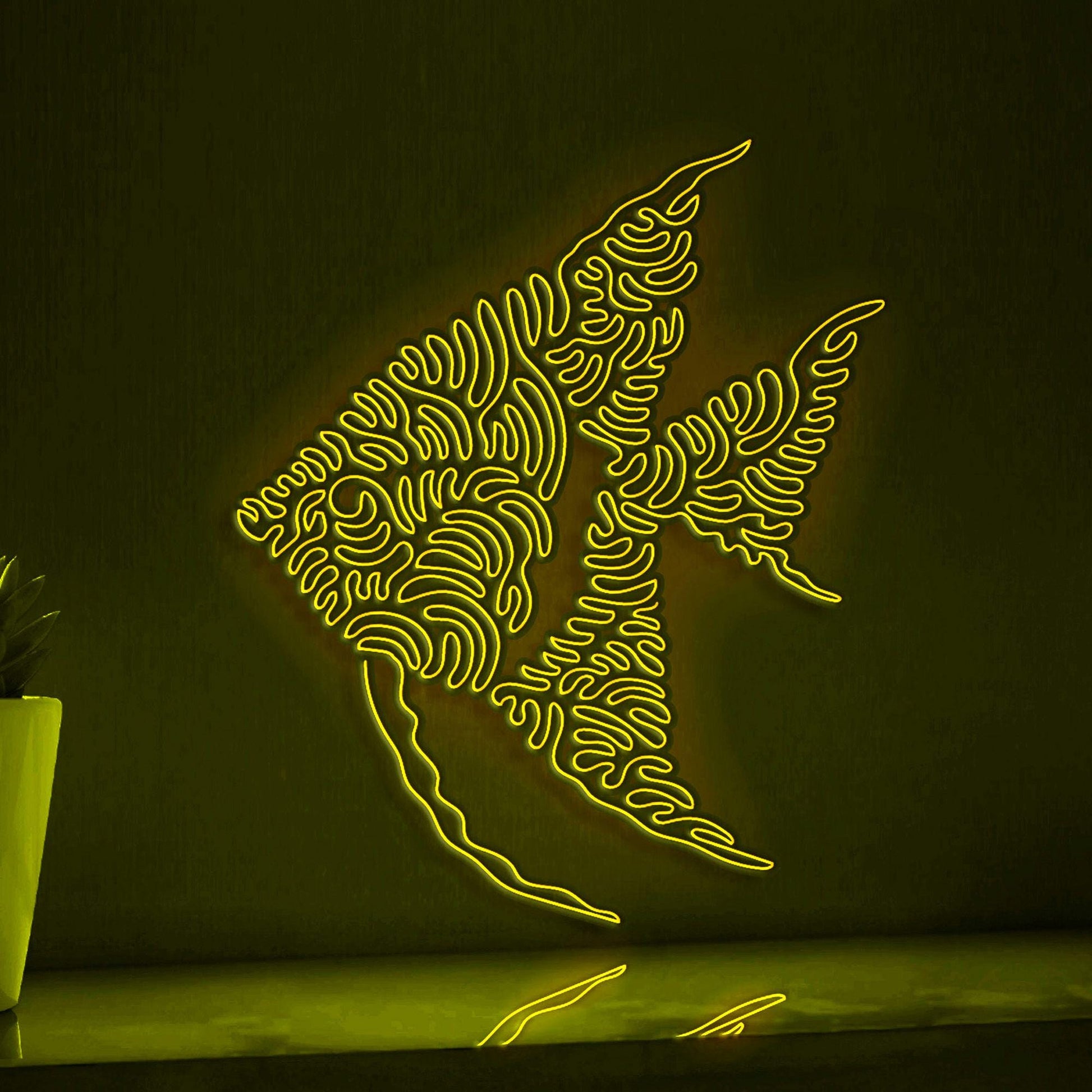 Angelfish One Line Neon - Ideal for Aquarium Lovers' Wall Decor - myneonup