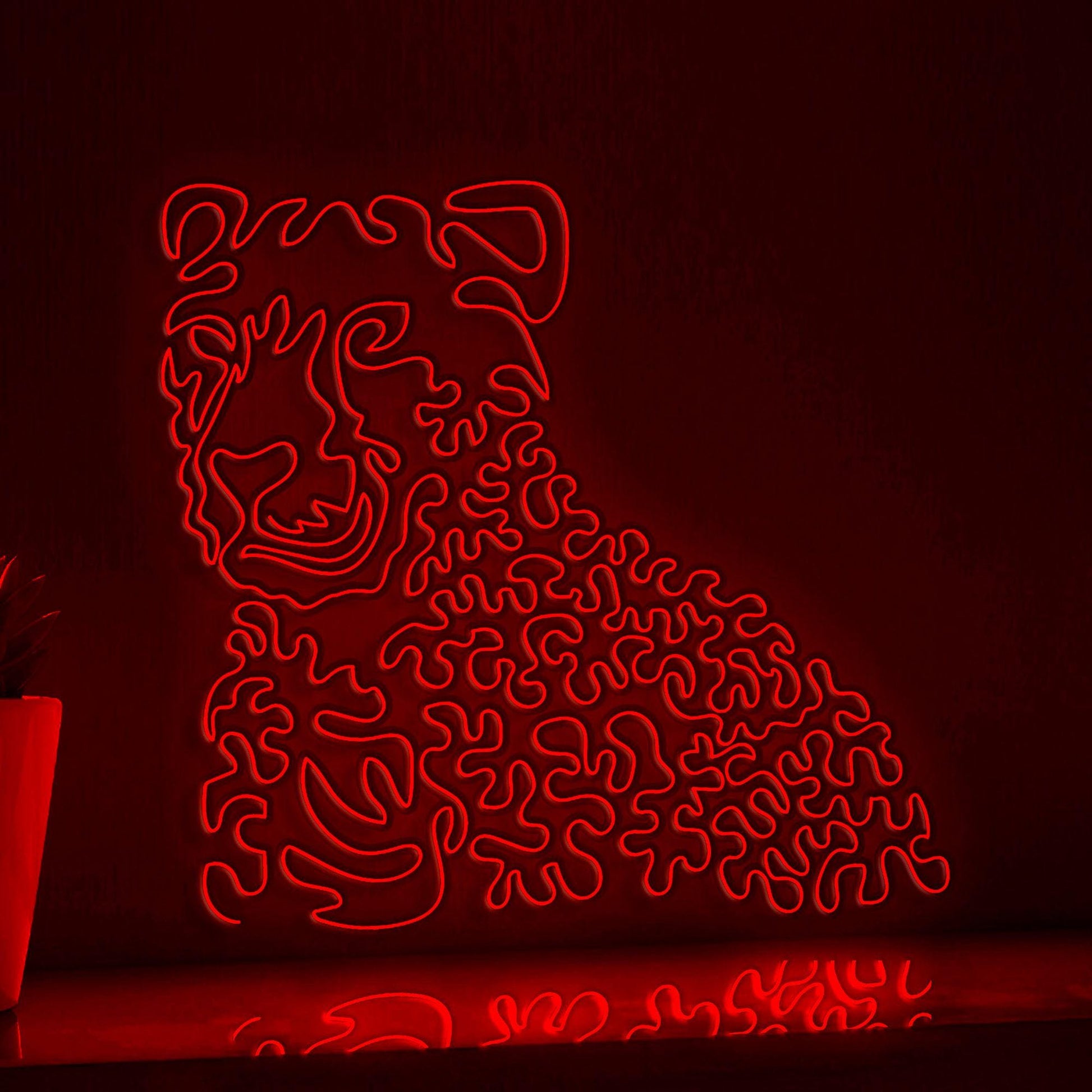 Cheetah One Line EL Neon - Eyeing Prey Wall Art - myneonup