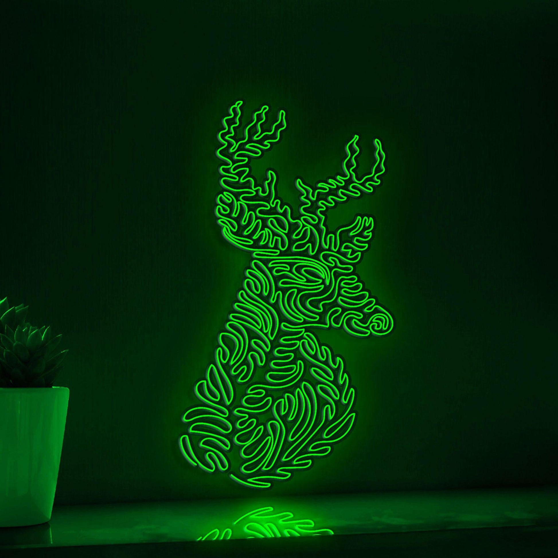 Deer One Line EL Wire Neon Sign - Red Deer Wall Art - myneonup