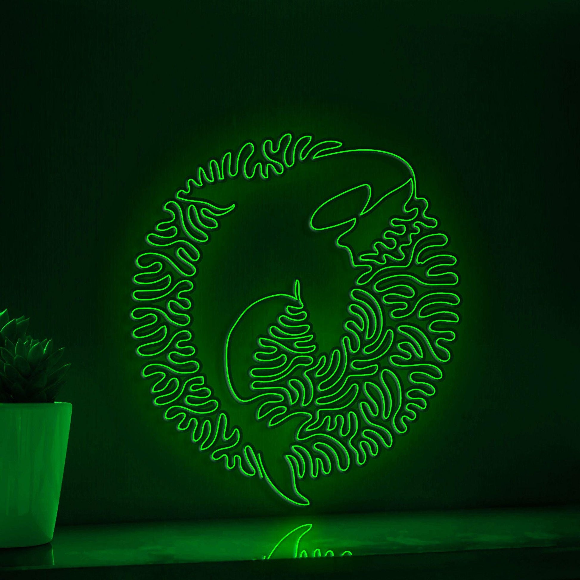 Orca One Line EL Neon - Killer Whale Circle Art - myneonup