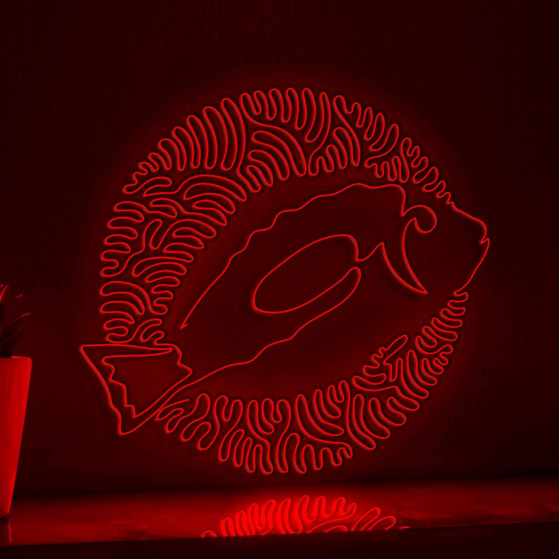 Blue Tang One Line EL Neon - Coral Reef Fish Decor - myneonup