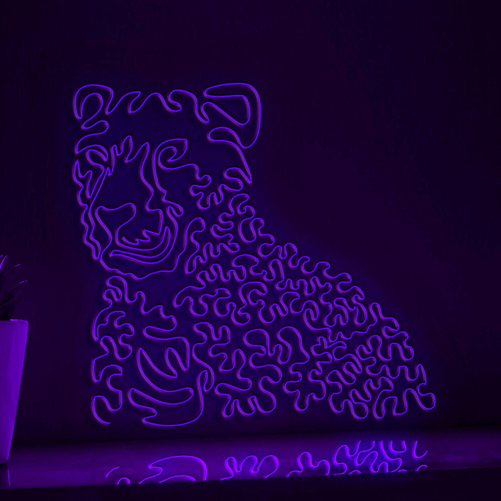 Cheetah One Line EL Neon - Eyeing Prey Wall Art - myneonup