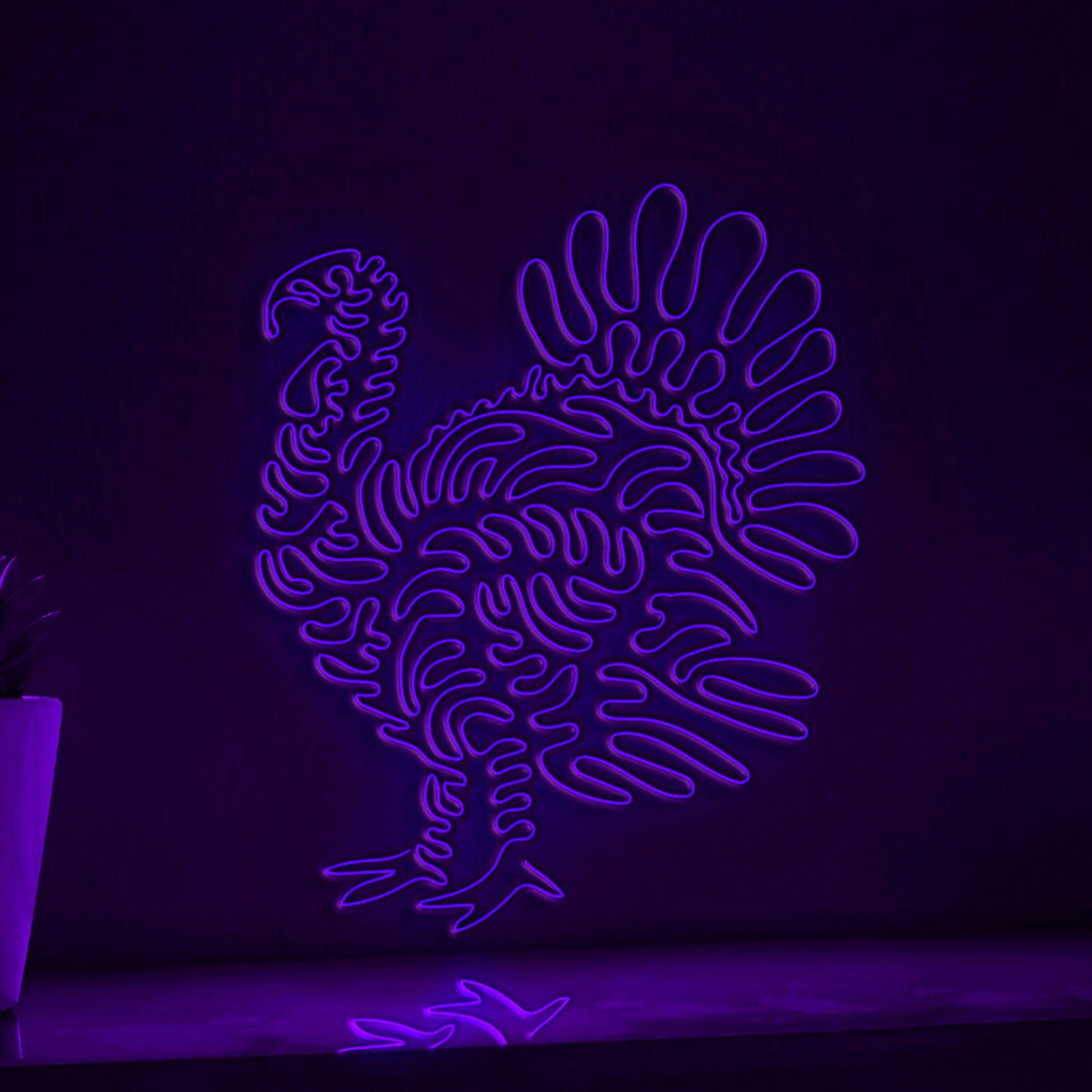 Turkey One Line EL Wire Neon Sign - Fan Tail Bird Decor - myneonup
