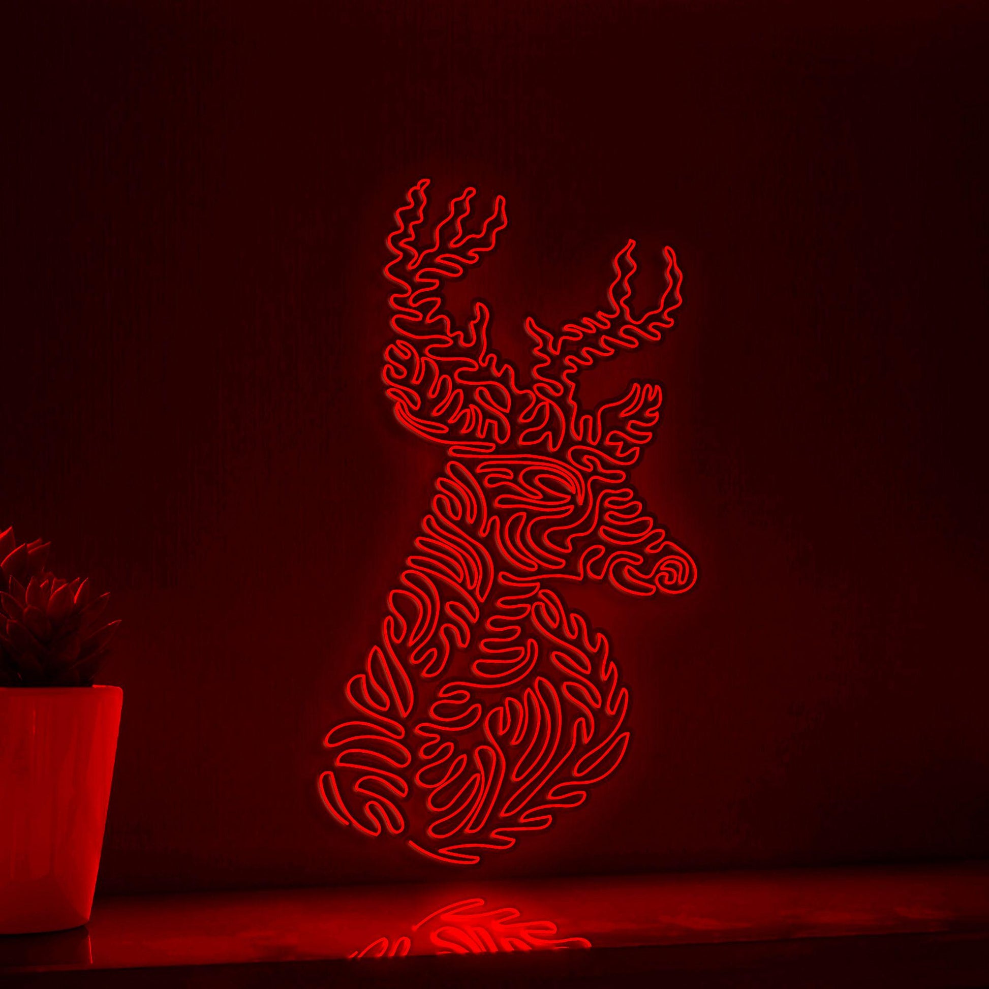 Deer One Line EL Wire Neon Sign - Red Deer Wall Art - myneonup