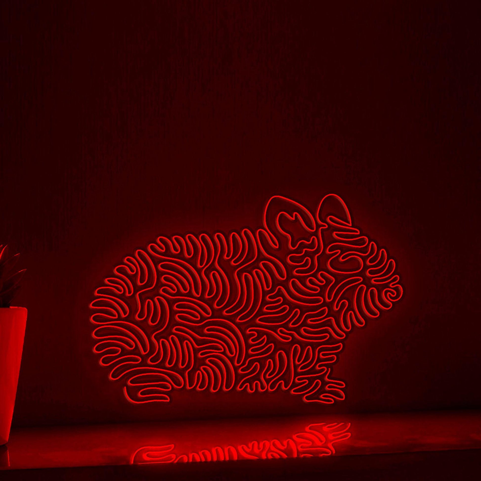 Hamster One Line EL Neon - Fluffy Pet Circle Art - myneonup