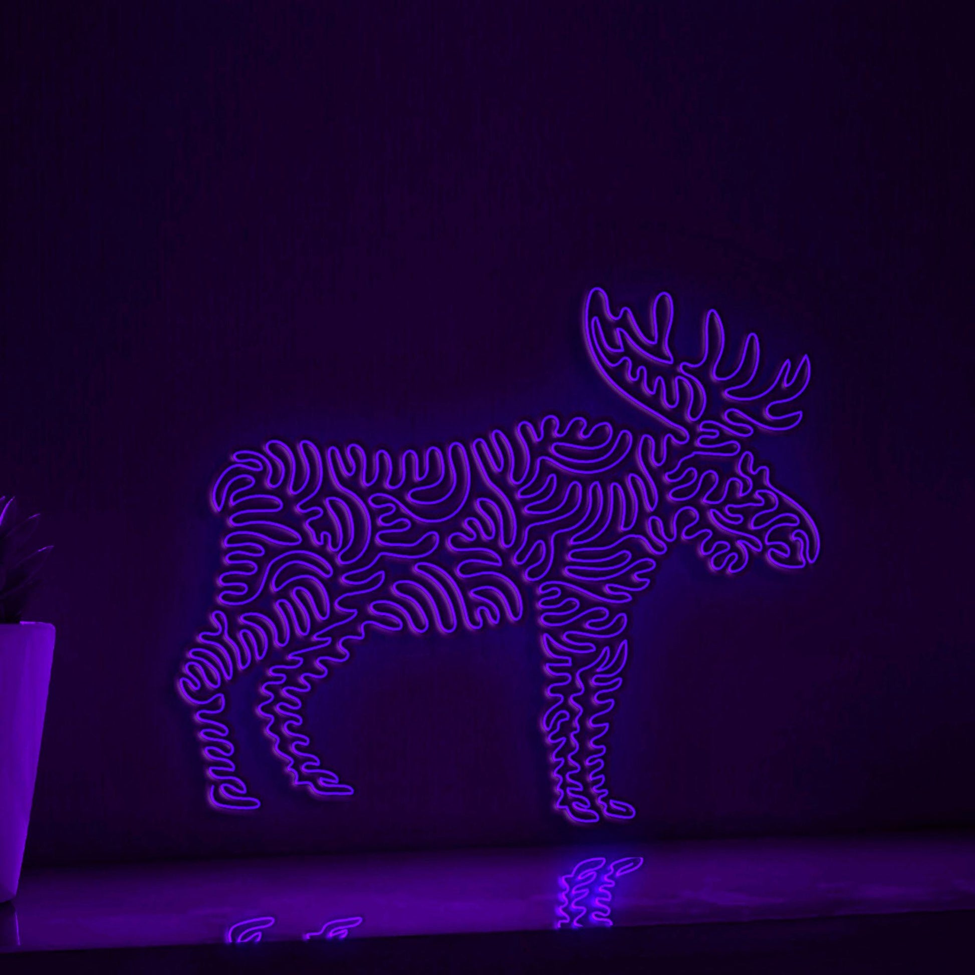 Moose One Line EL Wire Neon Sign - Wild Animal Decor - myneonup