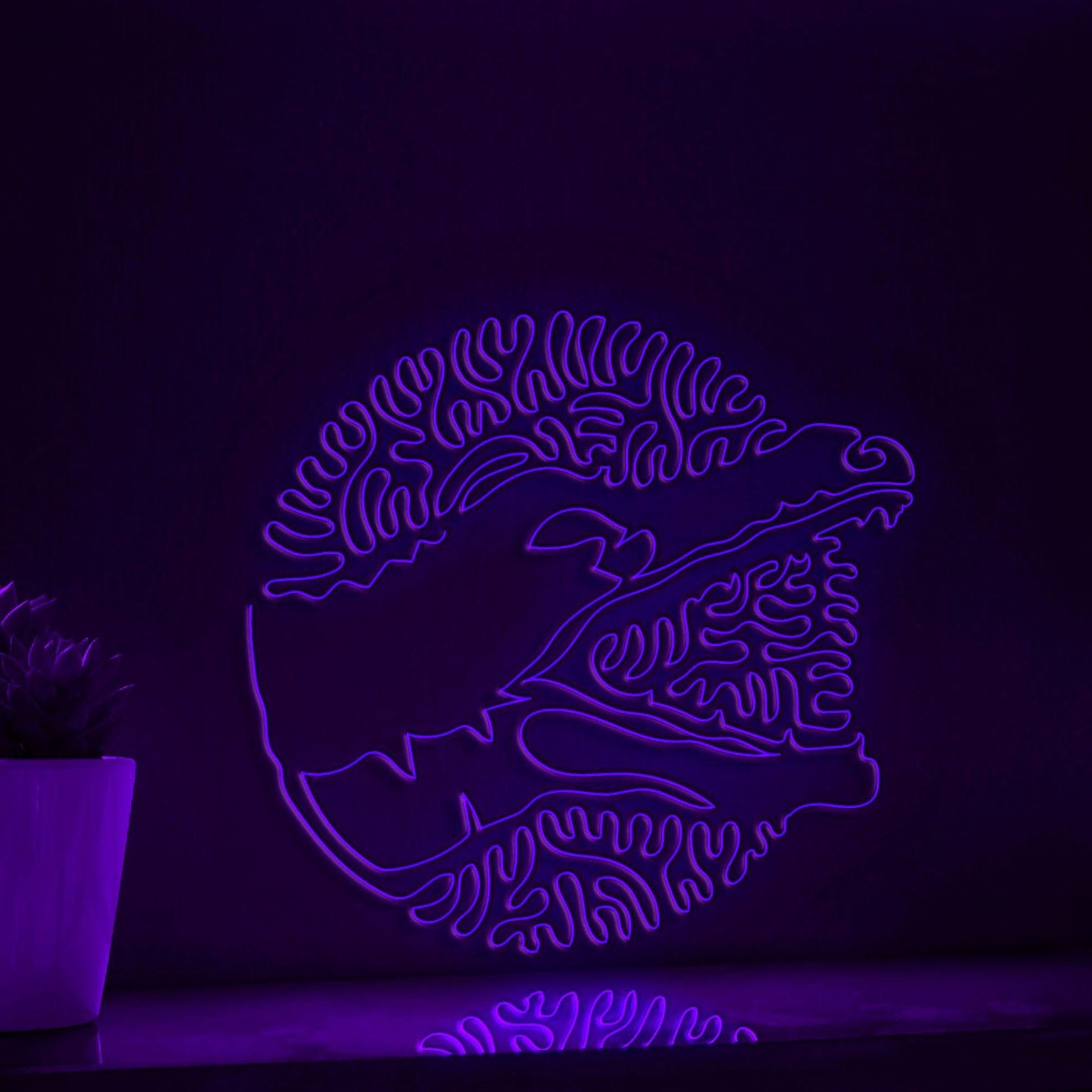 Alligator One Line EL Neon - Animal Themed Lighted Wall Art - myneonup