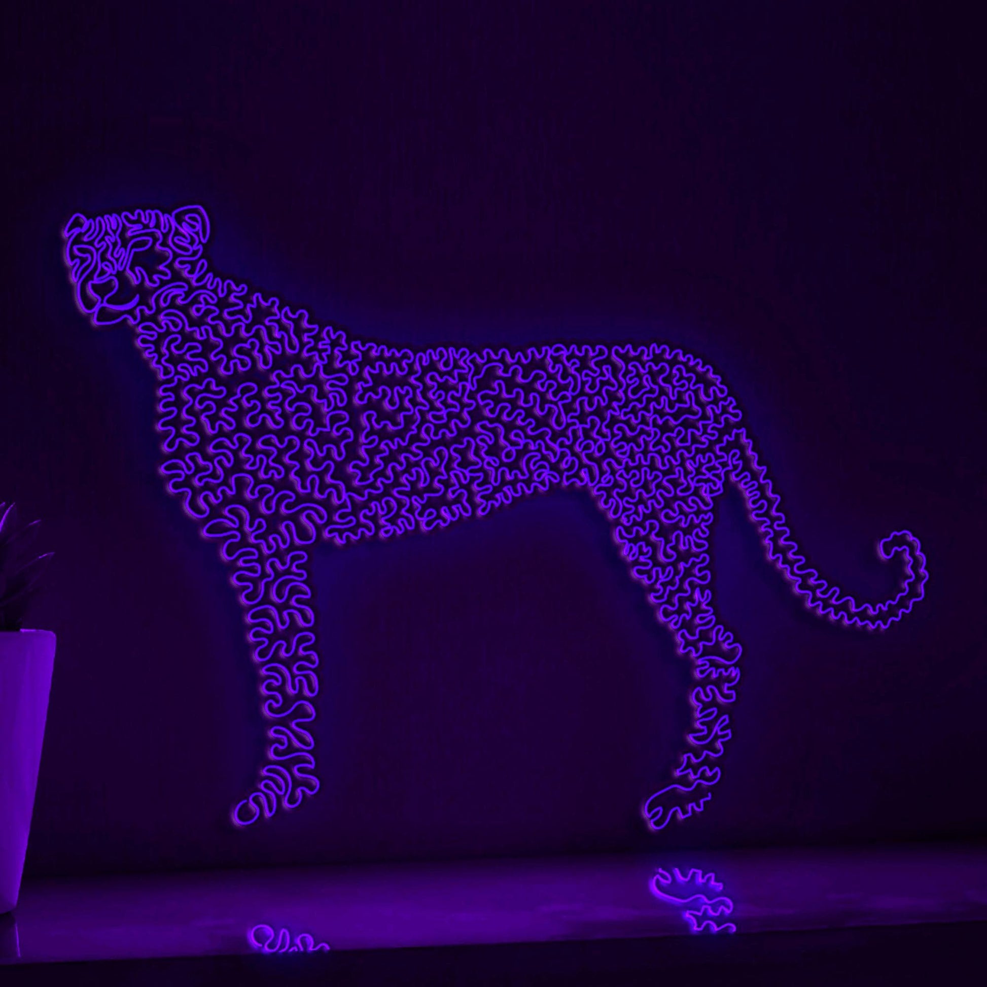 Cheetah One Line EL Wire Neon Sign - Fastest Mammal, Animal Wall Art - myneonup