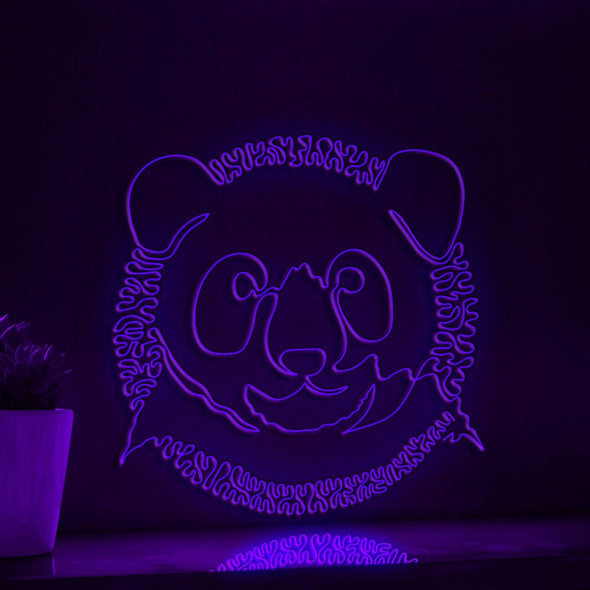 Panda One Line EL Wire Neon Sign - Shy Bamboo Lover Animal Decoe - myneonup