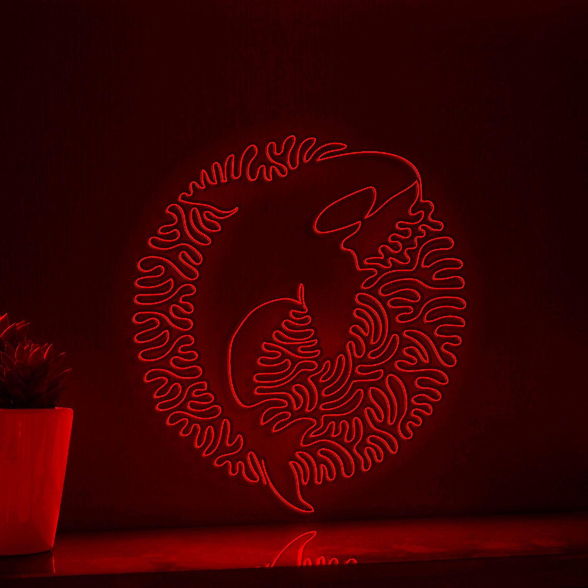 Orca One Line EL Neon - Killer Whale Circle Art - myneonup